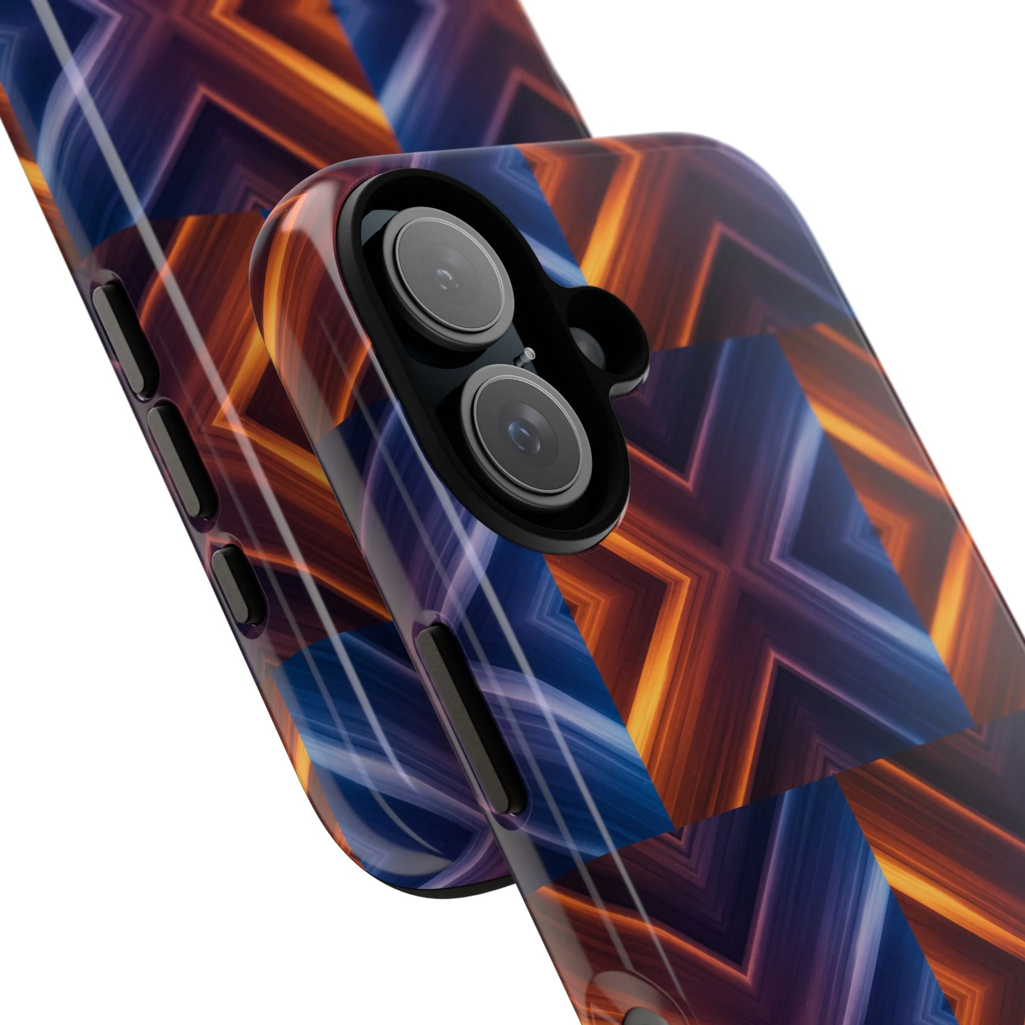 Stylish Tough Phone Case With Blue & Orange Abstract Design - Image 95