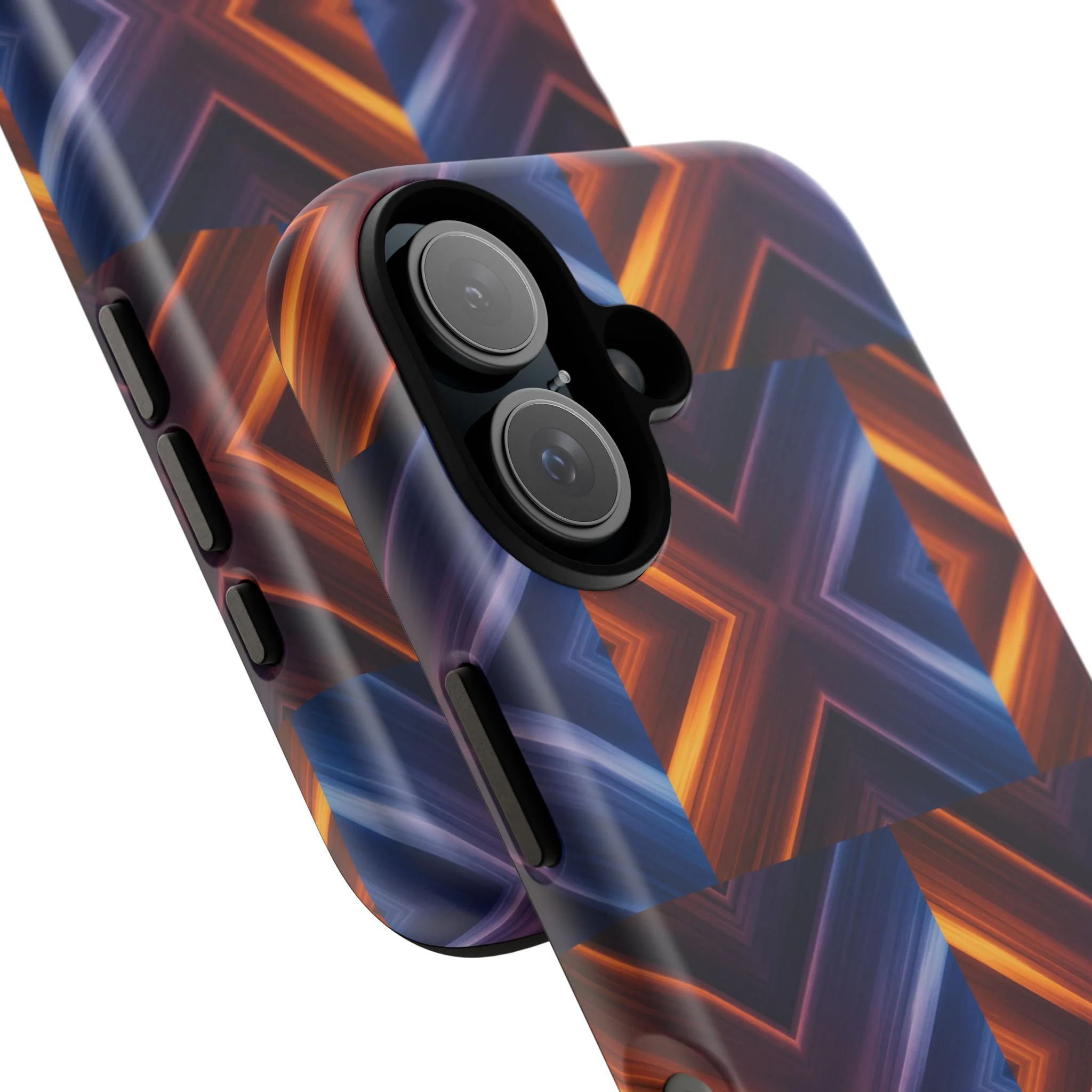 Stylish Tough Phone Case With Blue & Orange Abstract Design - Image 98