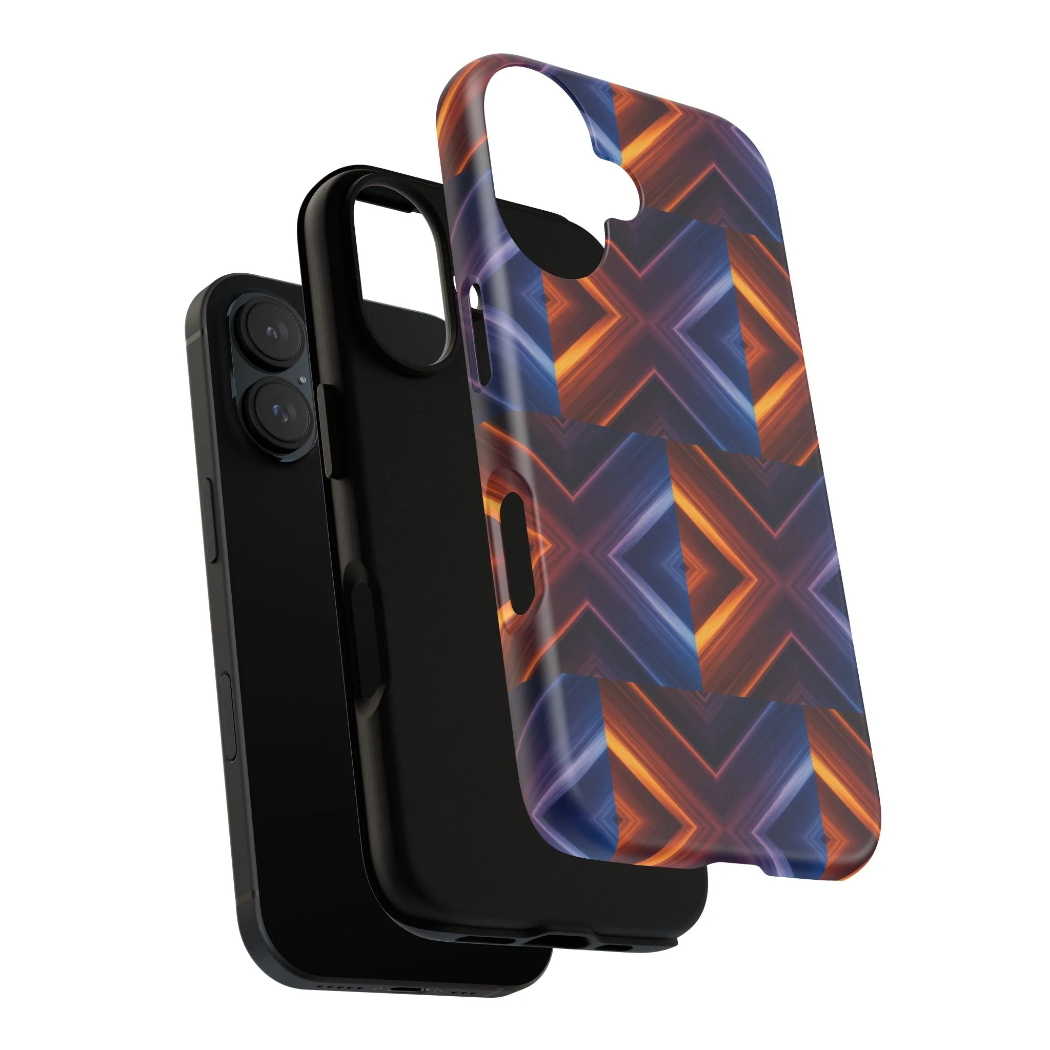 Stylish Tough Phone Case With Blue & Orange Abstract Design - Image 99