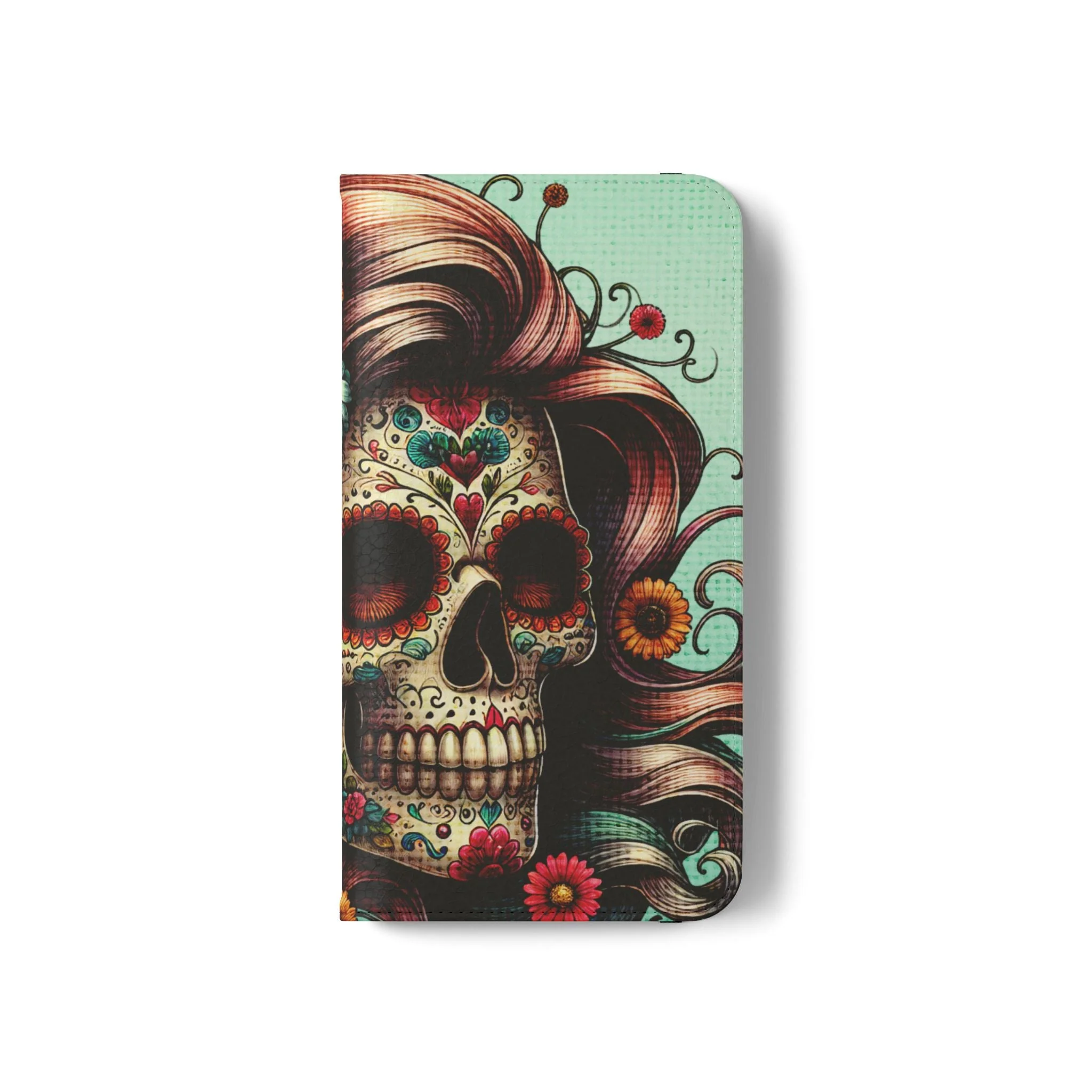 Sugar Skull Flip Wallet Phone Case - Image 31