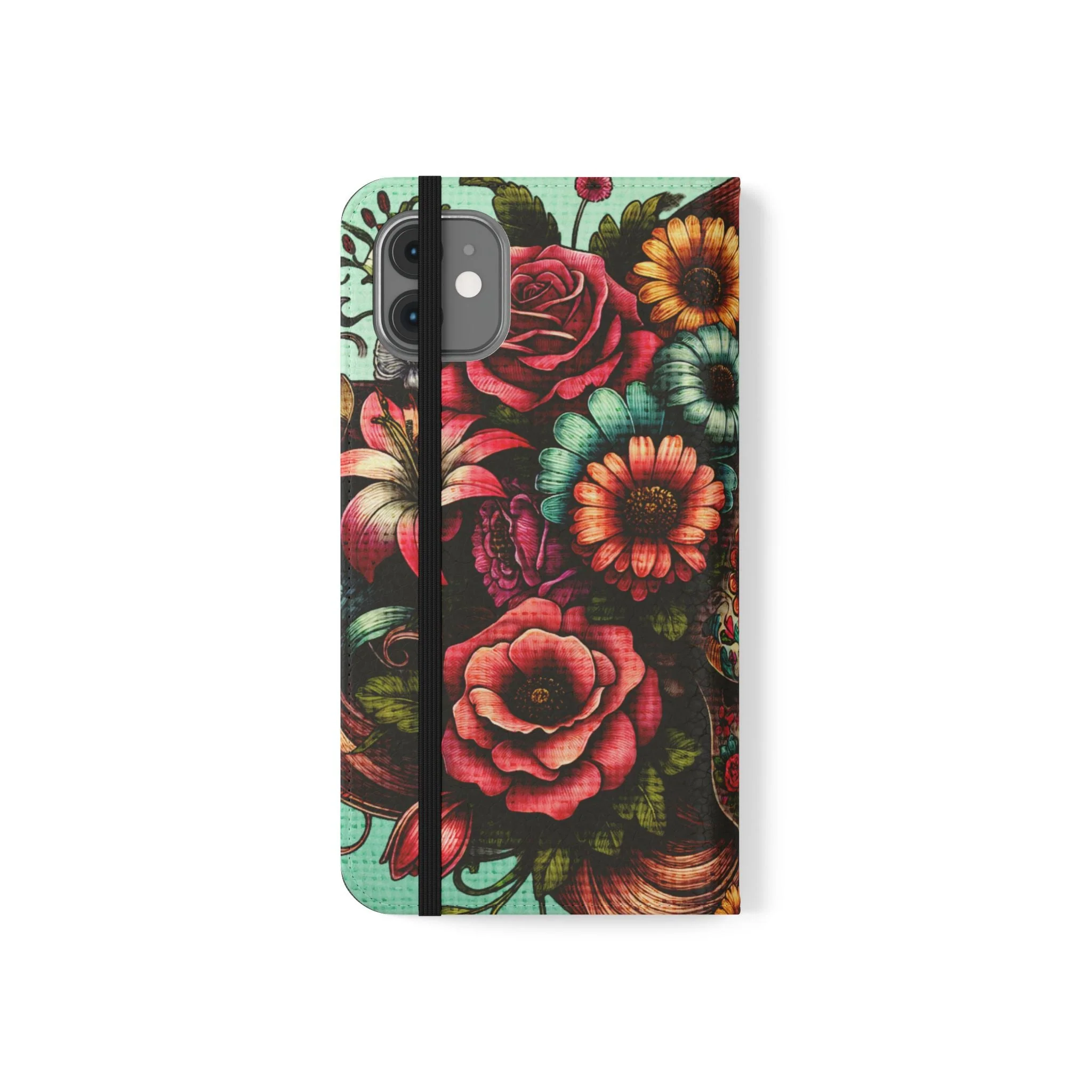 Sugar Skull Flip Wallet Phone Case - Image 35
