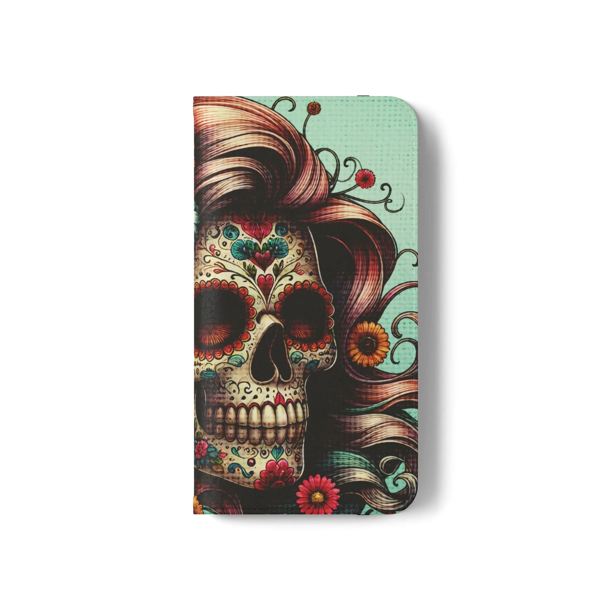 Sugar Skull Flip Wallet Phone Case - Image 4