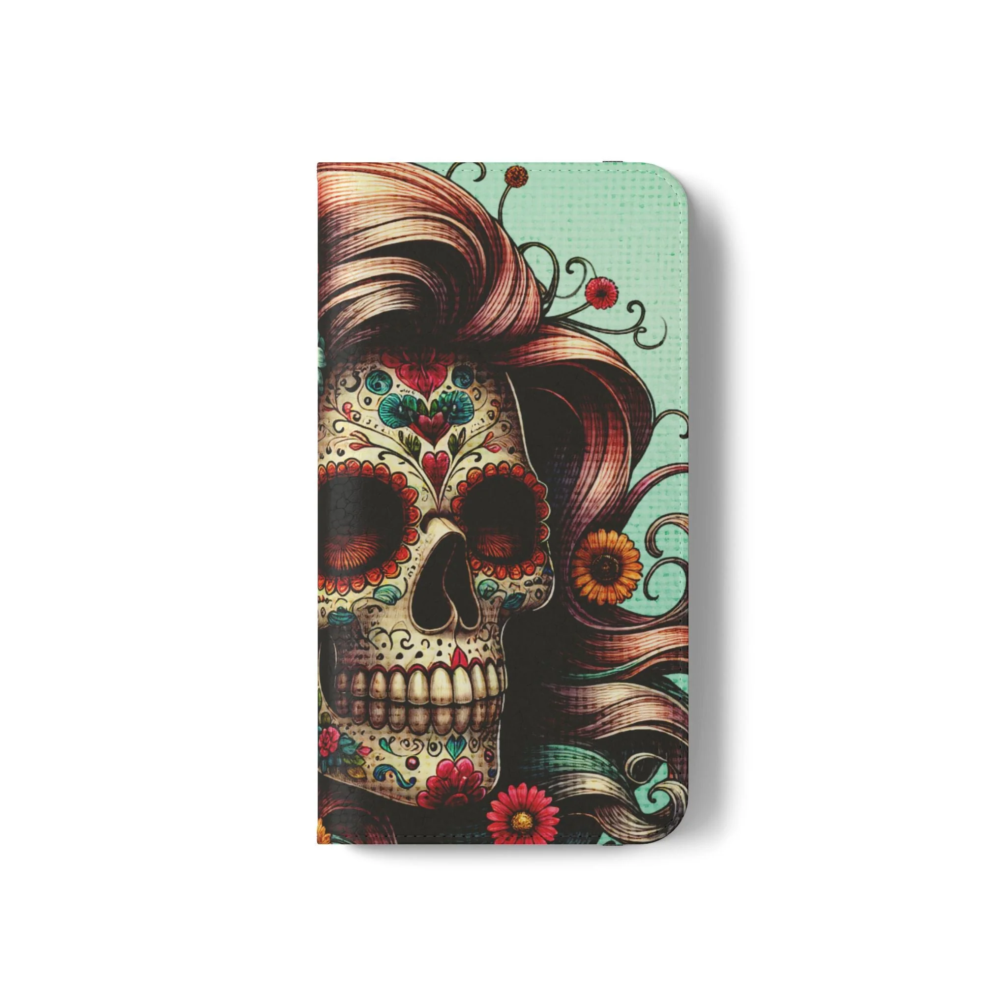 Sugar Skull Flip Wallet Phone Case - Image 43