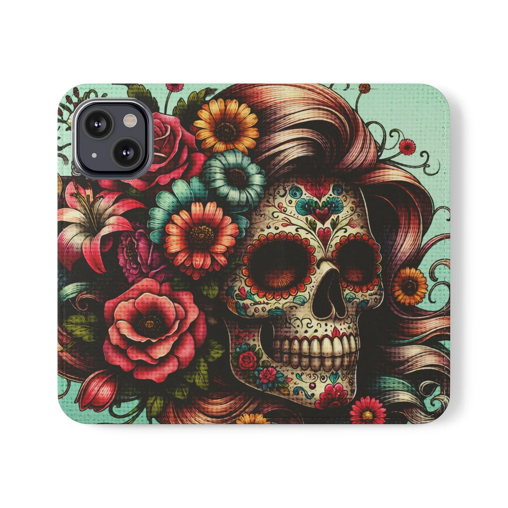Sugar Skull Flip Wallet Phone Case - Image 47