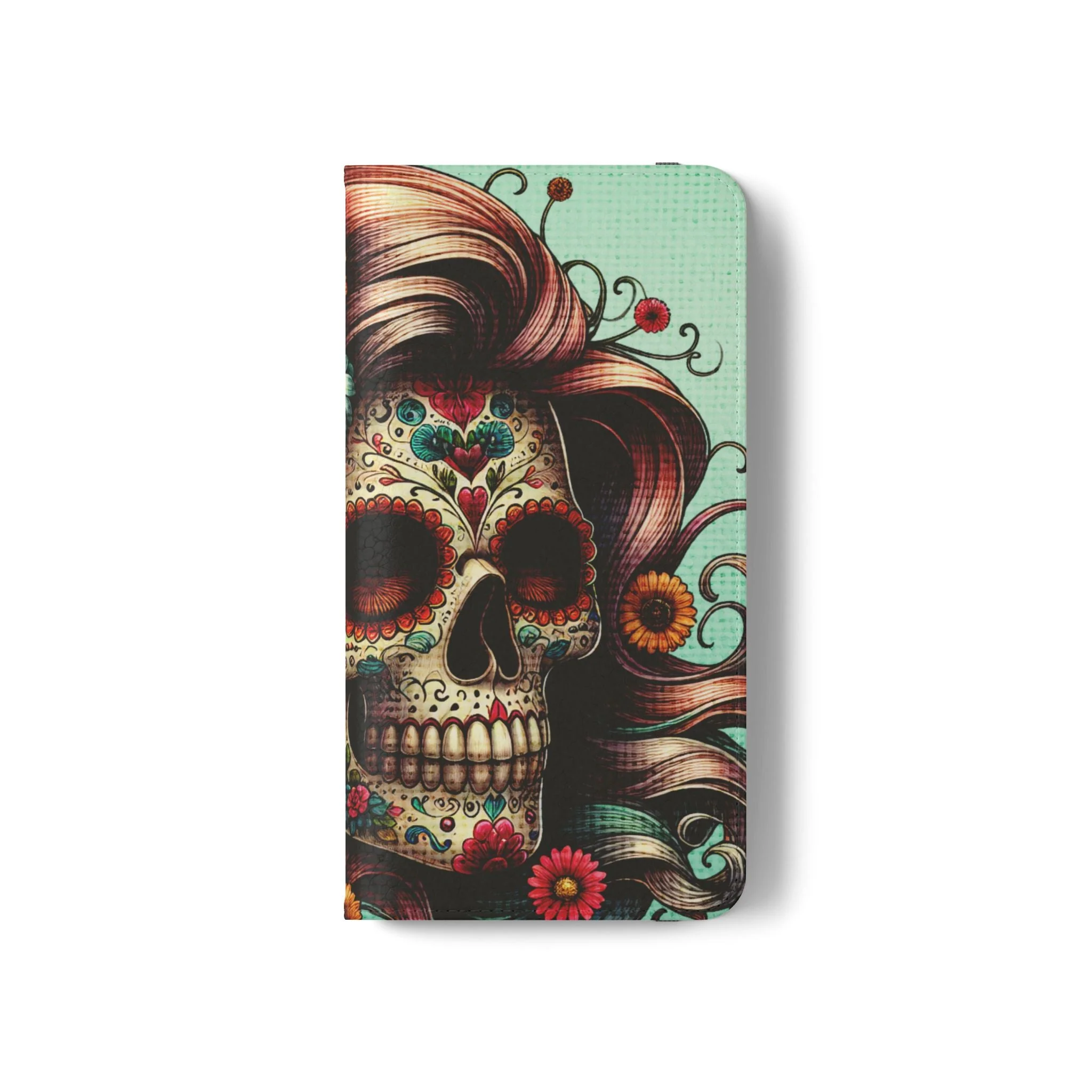 Sugar Skull Flip Wallet Phone Case - Image 48