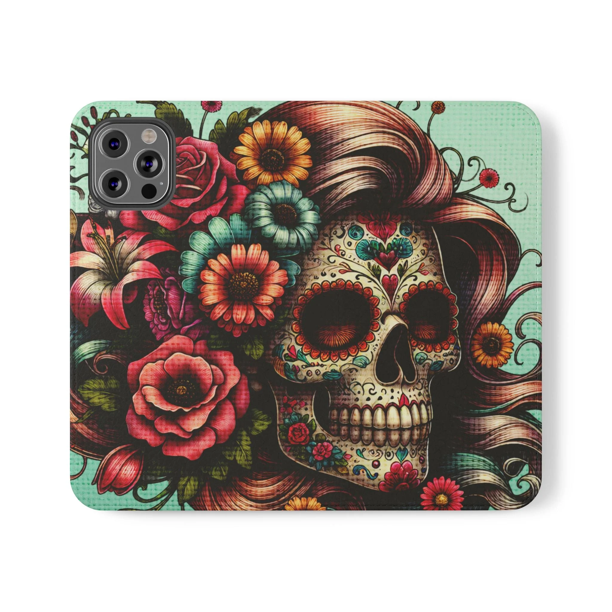 Sugar Skull Flip Wallet Phone Case - Image 56