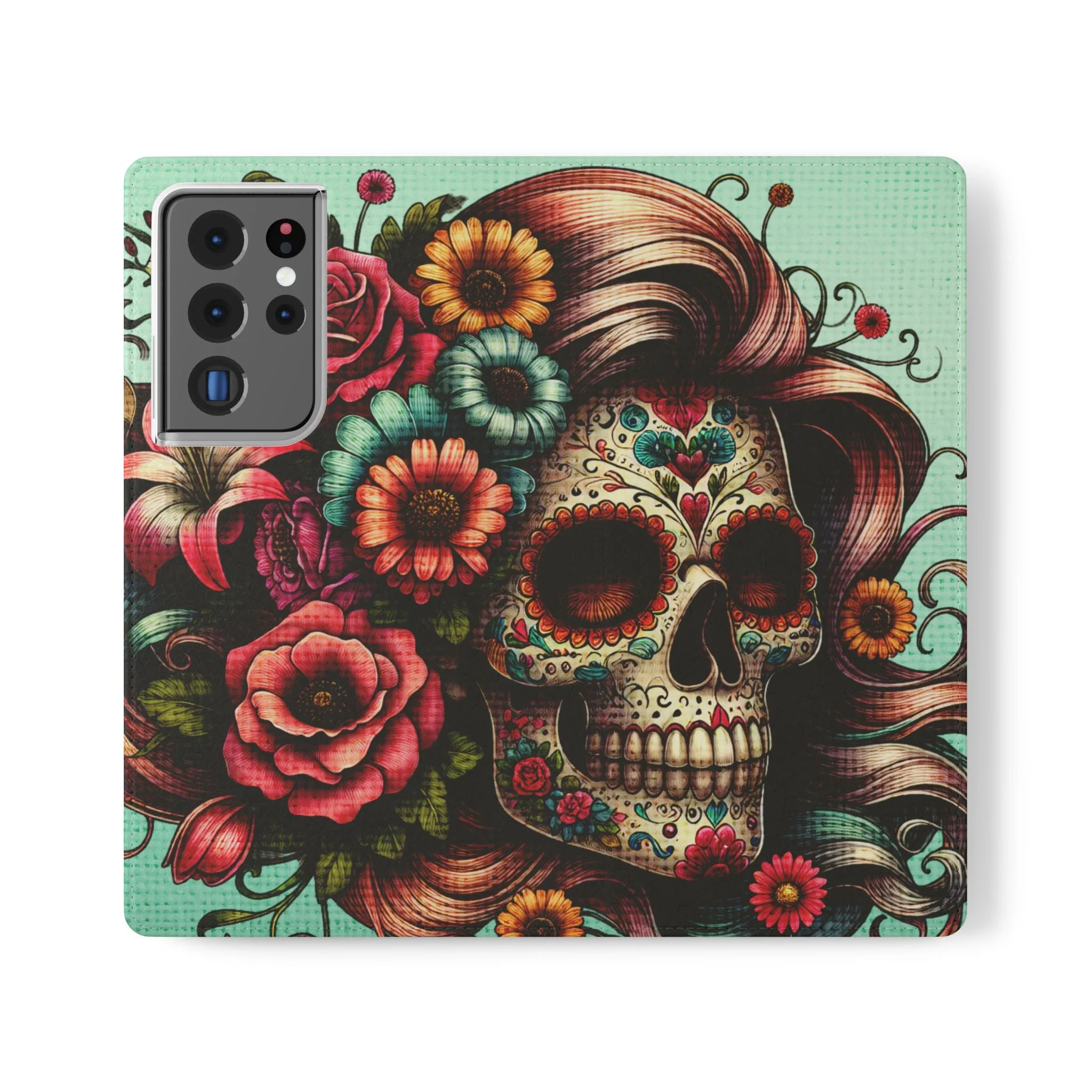 Sugar Skull Flip Wallet Phone Case - Image 70