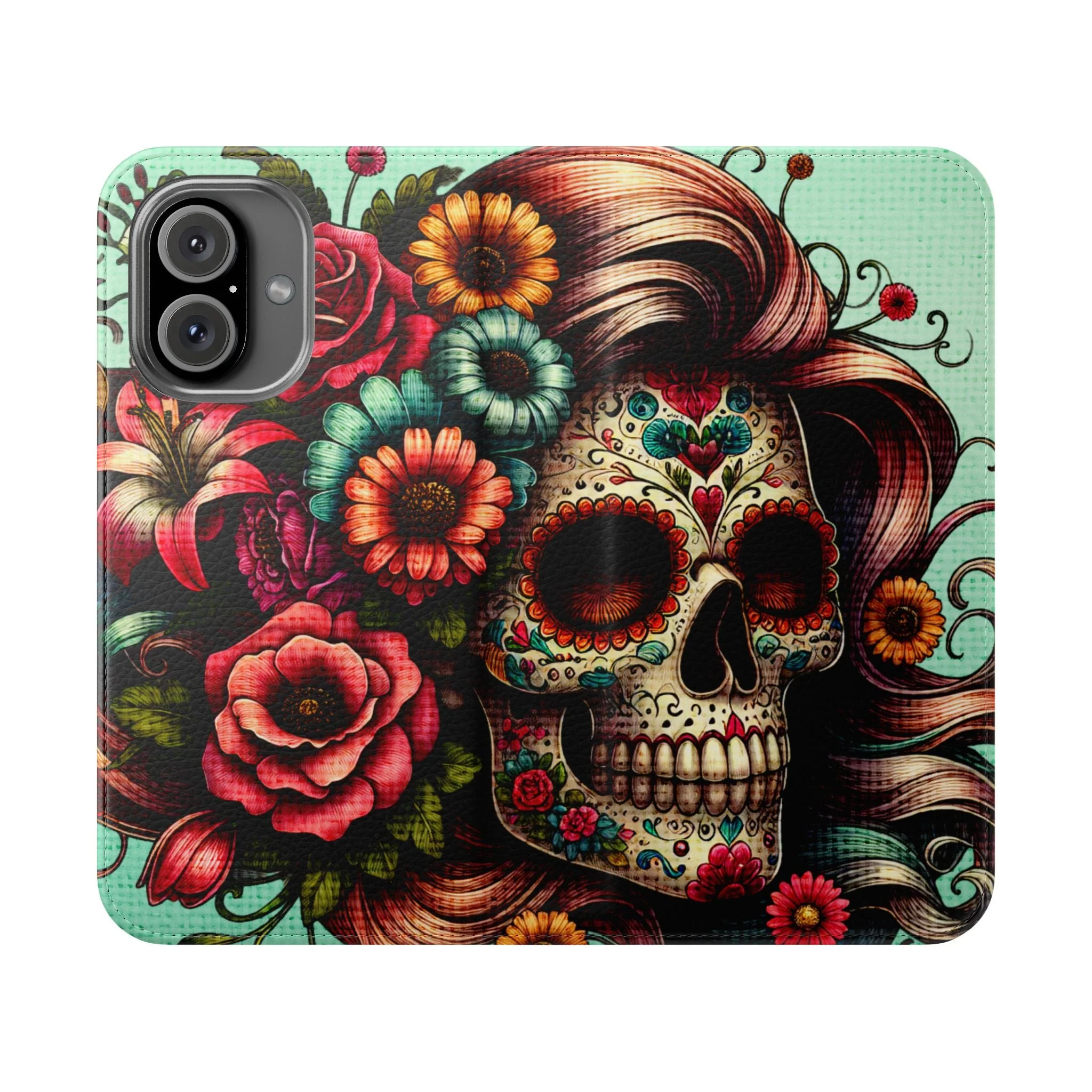 Sugar Skull Flip Wallet Phone Case - Image 72