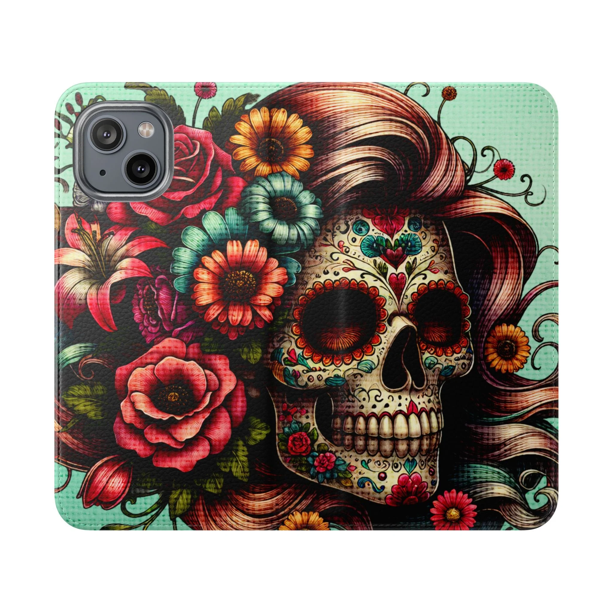Sugar Skull Flip Wallet Phone Case - Image 89
