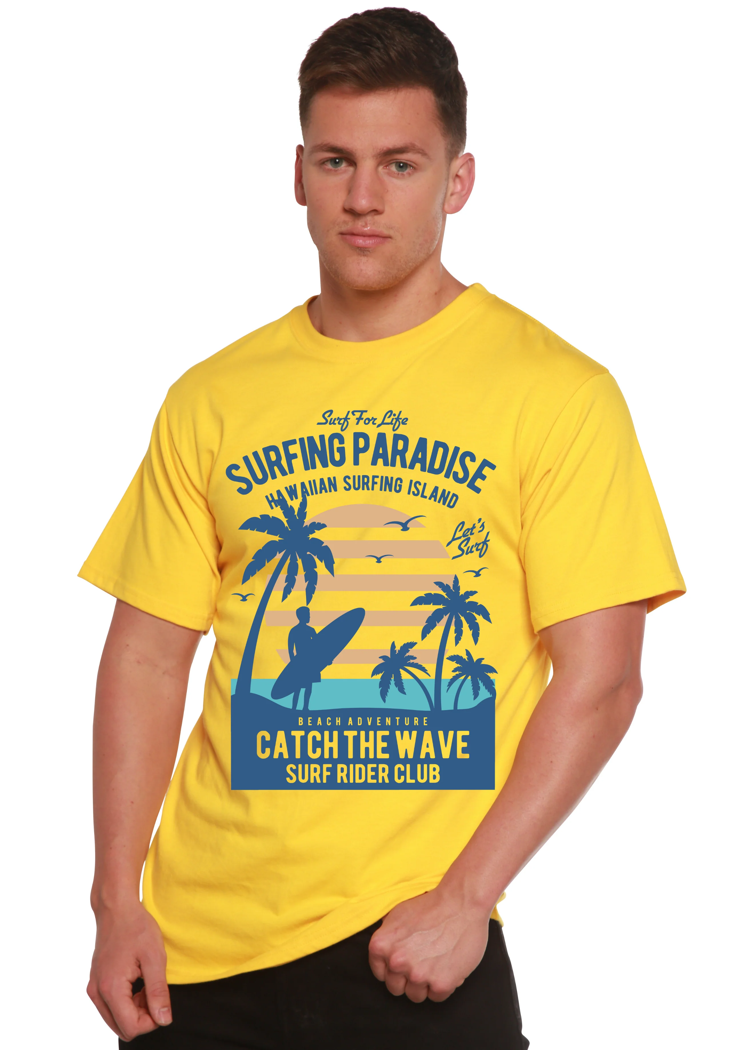 Surfing Paradis Spun Bamboo® Men's Bamboo Viscose/Organic Cotton Short Sleeve Graphic T-Shirt - Image 3