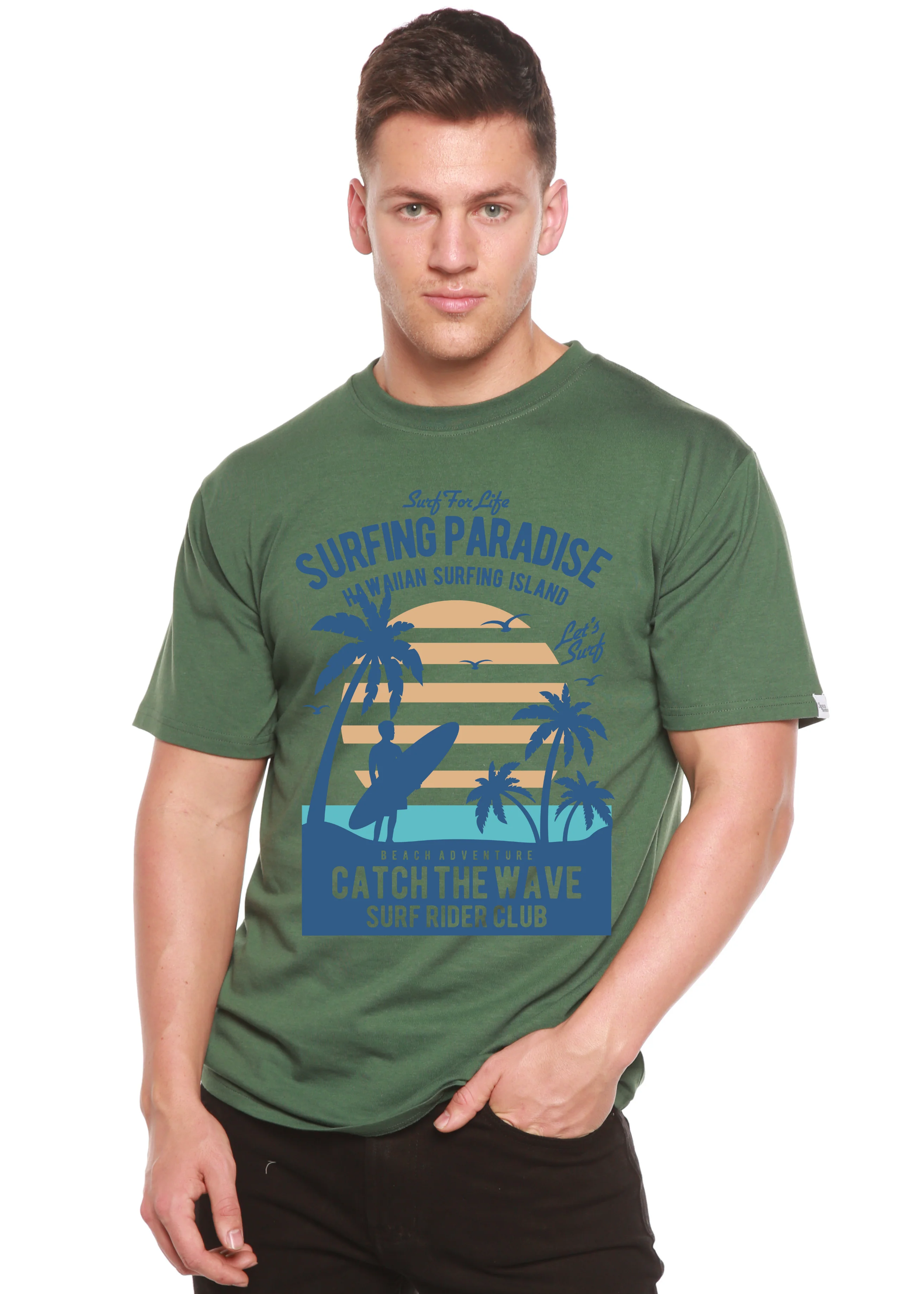 Surfing Paradis Spun Bamboo® Men's Bamboo Viscose/Organic Cotton Short Sleeve Graphic T-Shirt - Image 8