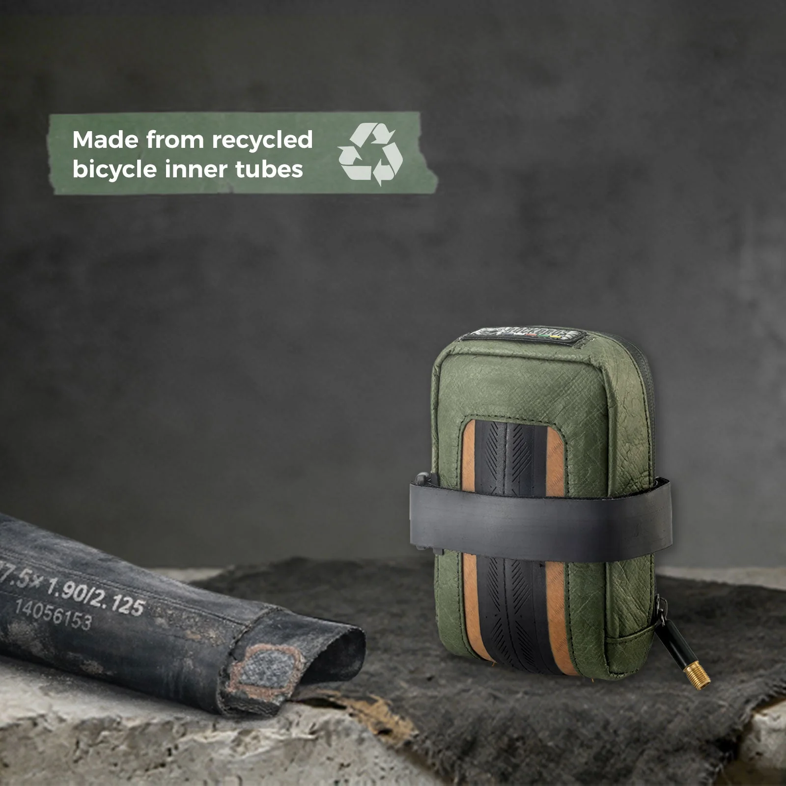 Sustainable Eco-Friendly Recycled Tire Bike Saddle Bag 0.4L ROAD TO SKY - Image 2