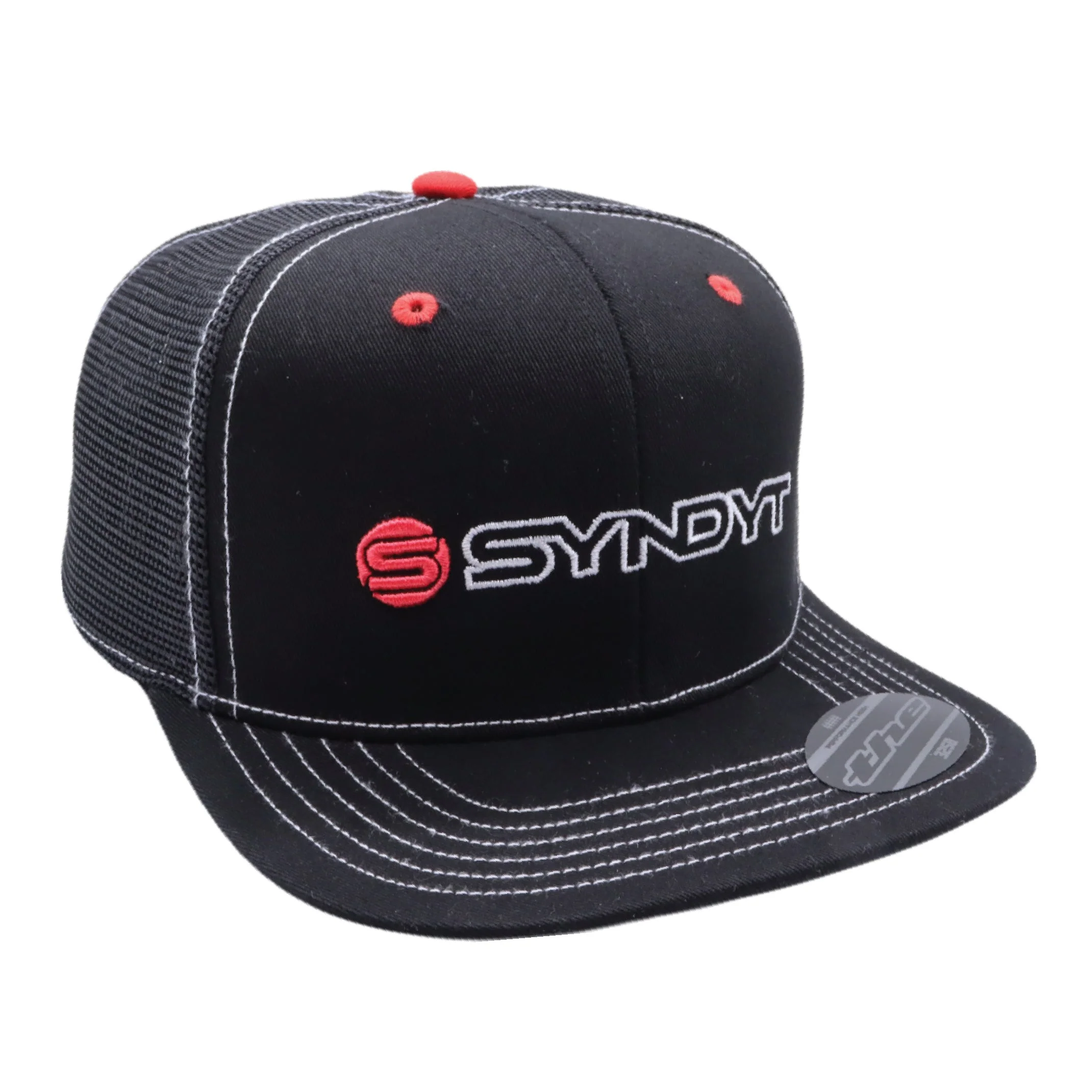 SYNDYT Black Mesh Flat Bill Snapback Hat