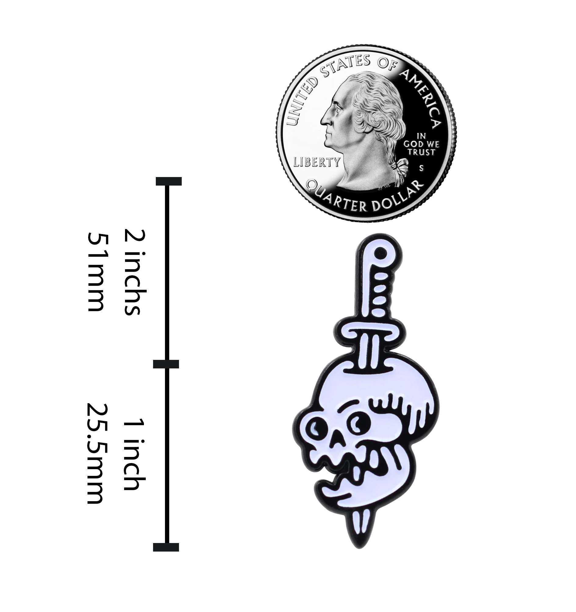 Tattoo Knife Style Skull - Occult, Halloween Enamel Pin - Image 4