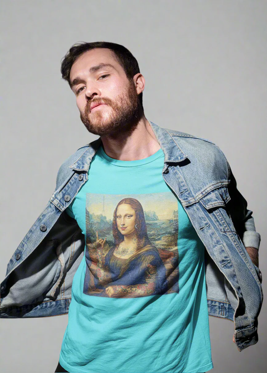 Tattooed Mona Lisa Edgy Graphic Tee - Image 6