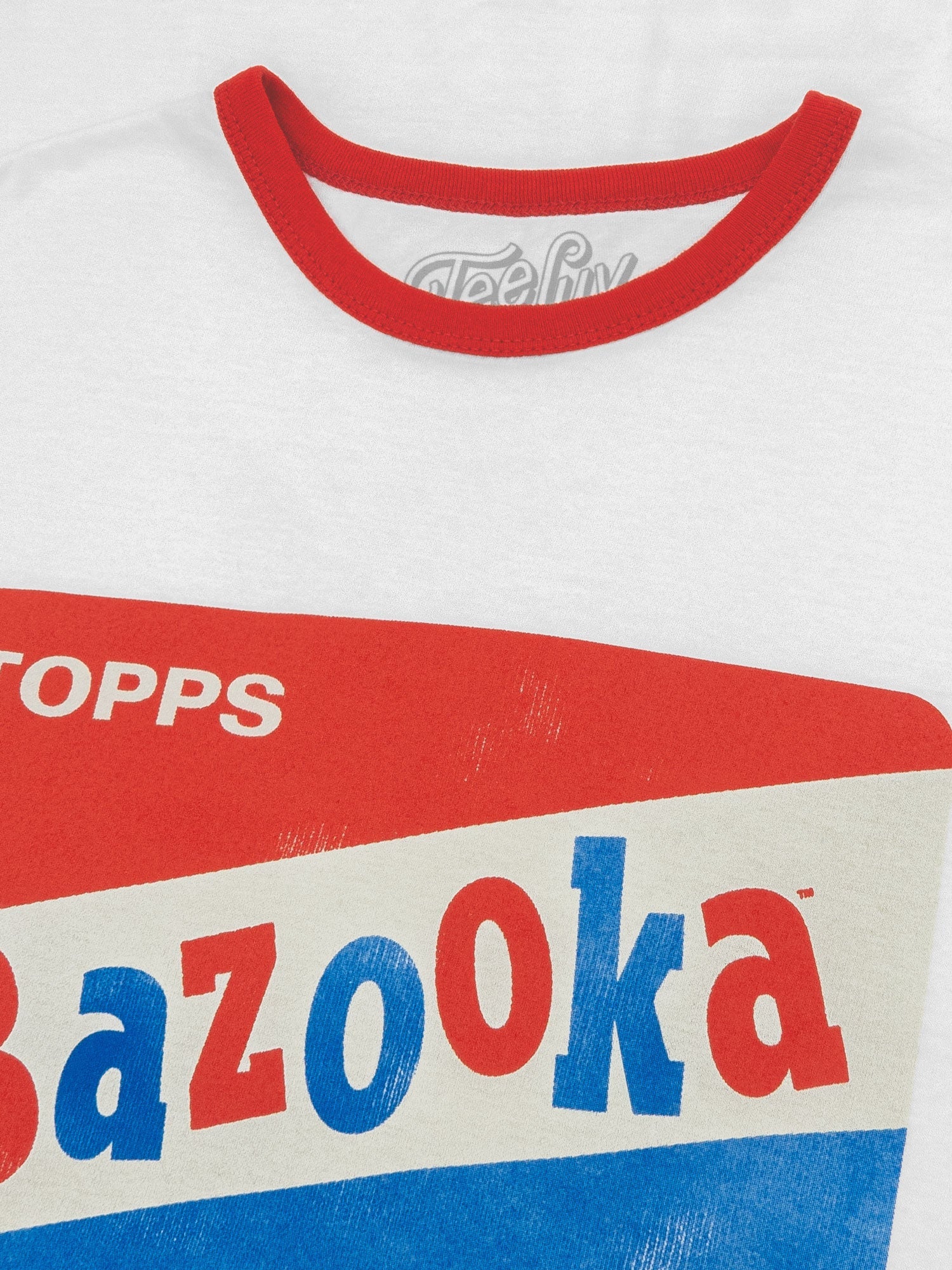 Topps Bazooka Bubble Gum Ringer T-Shirt- Red and White - Image 2