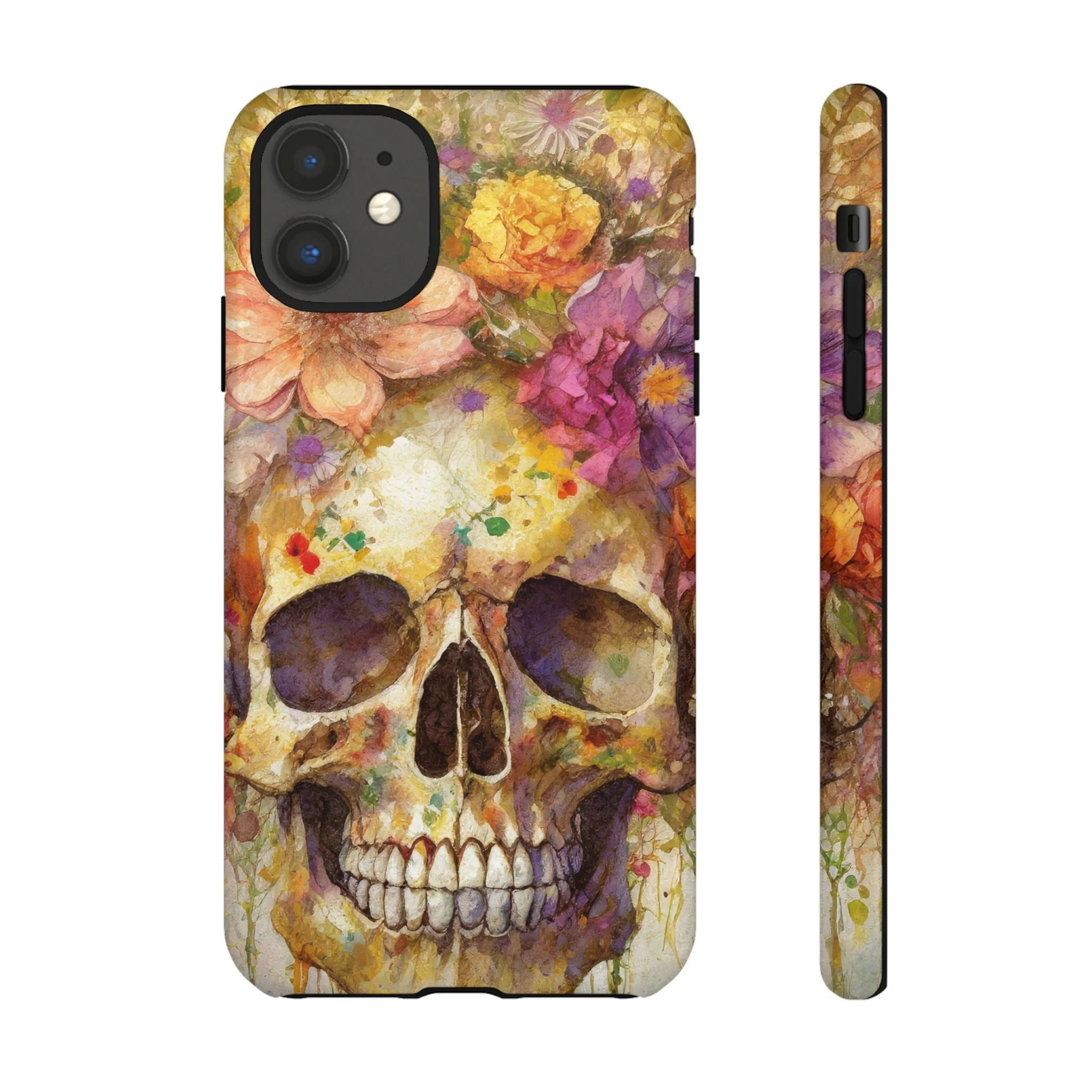 Unique Floral Skull Tough Phone Case - Image 11