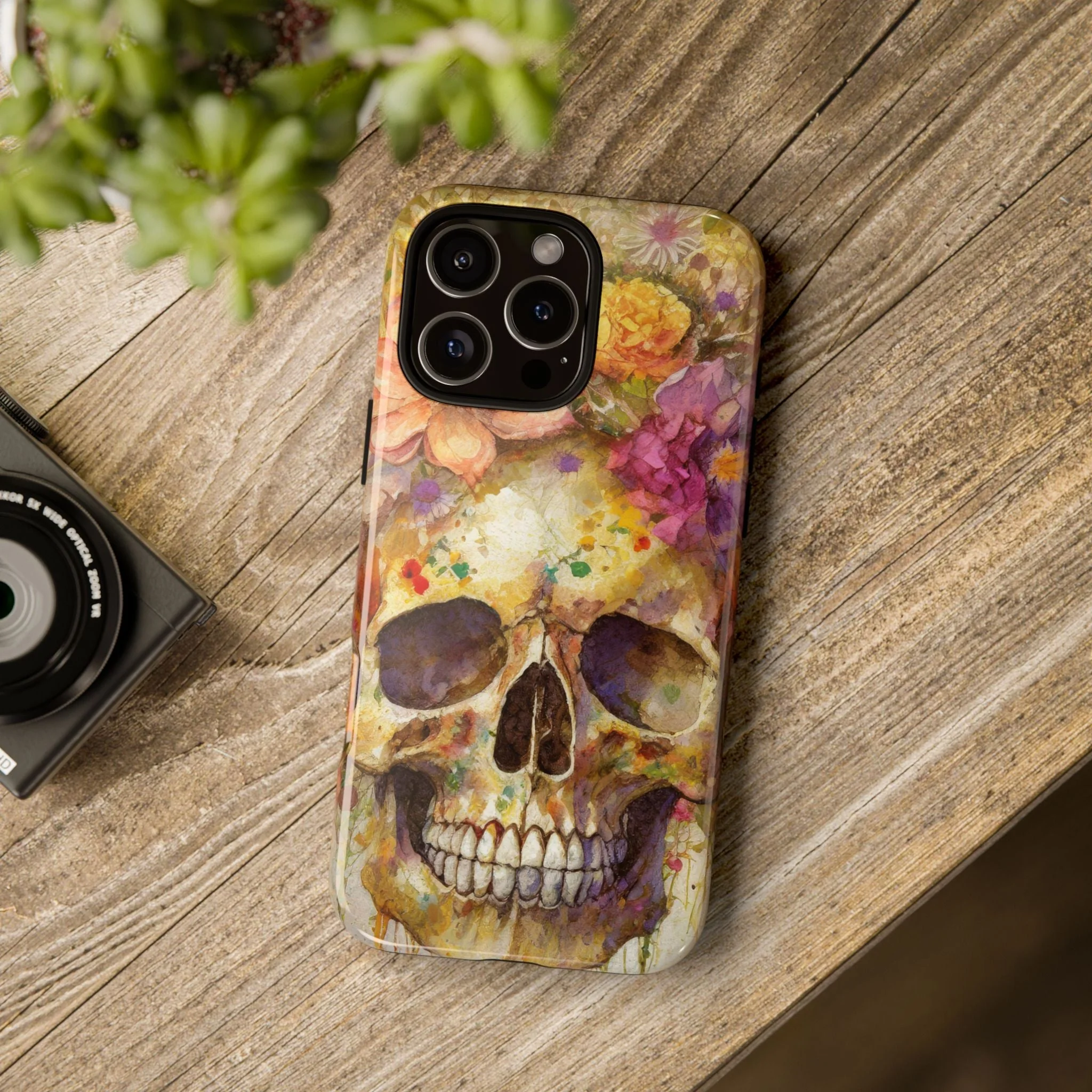 Unique Floral Skull Tough Phone Case - Image 117