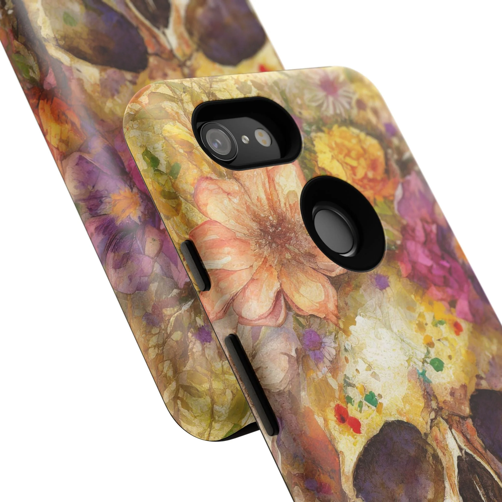 Unique Floral Skull Tough Phone Case - Image 131