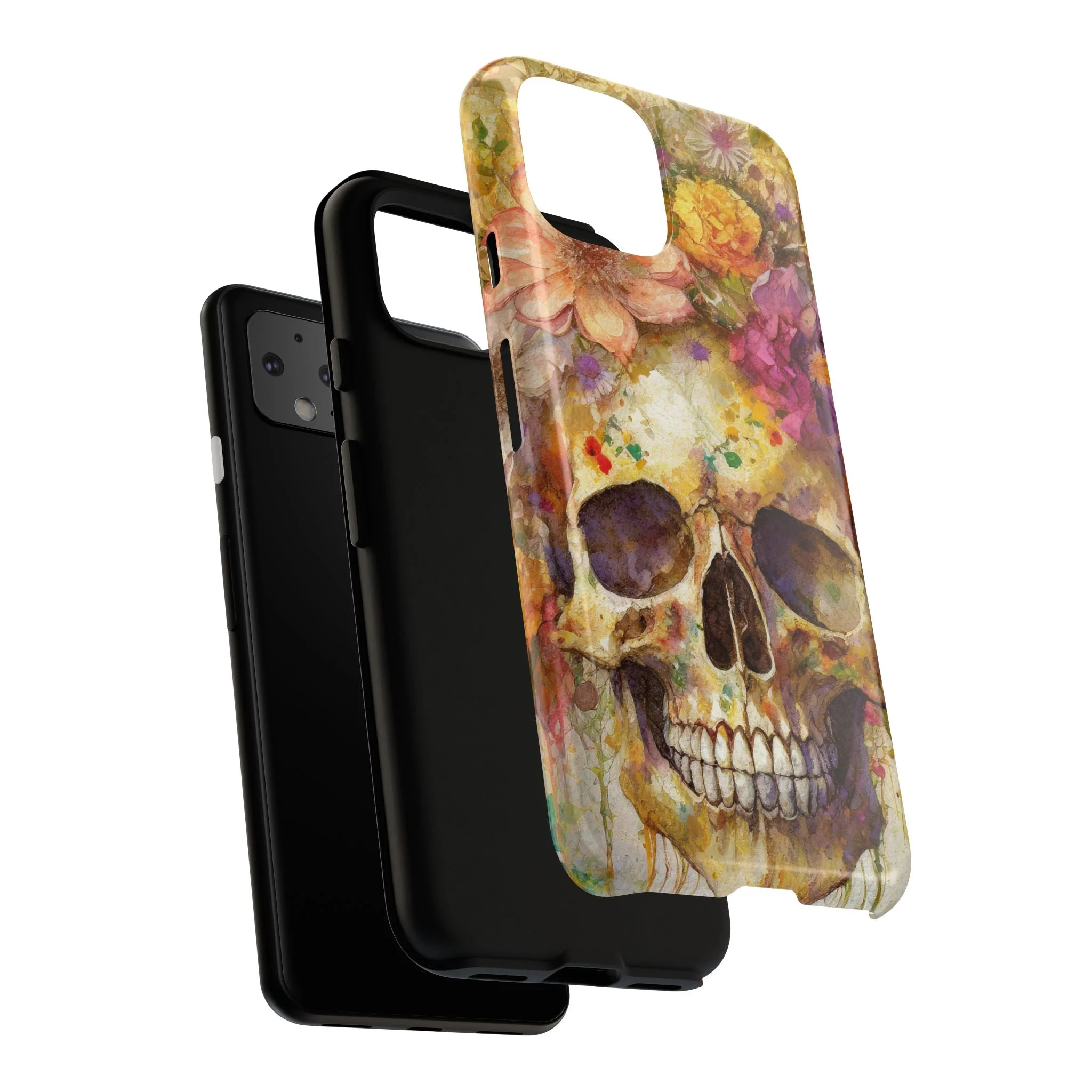 Unique Floral Skull Tough Phone Case - Image 134