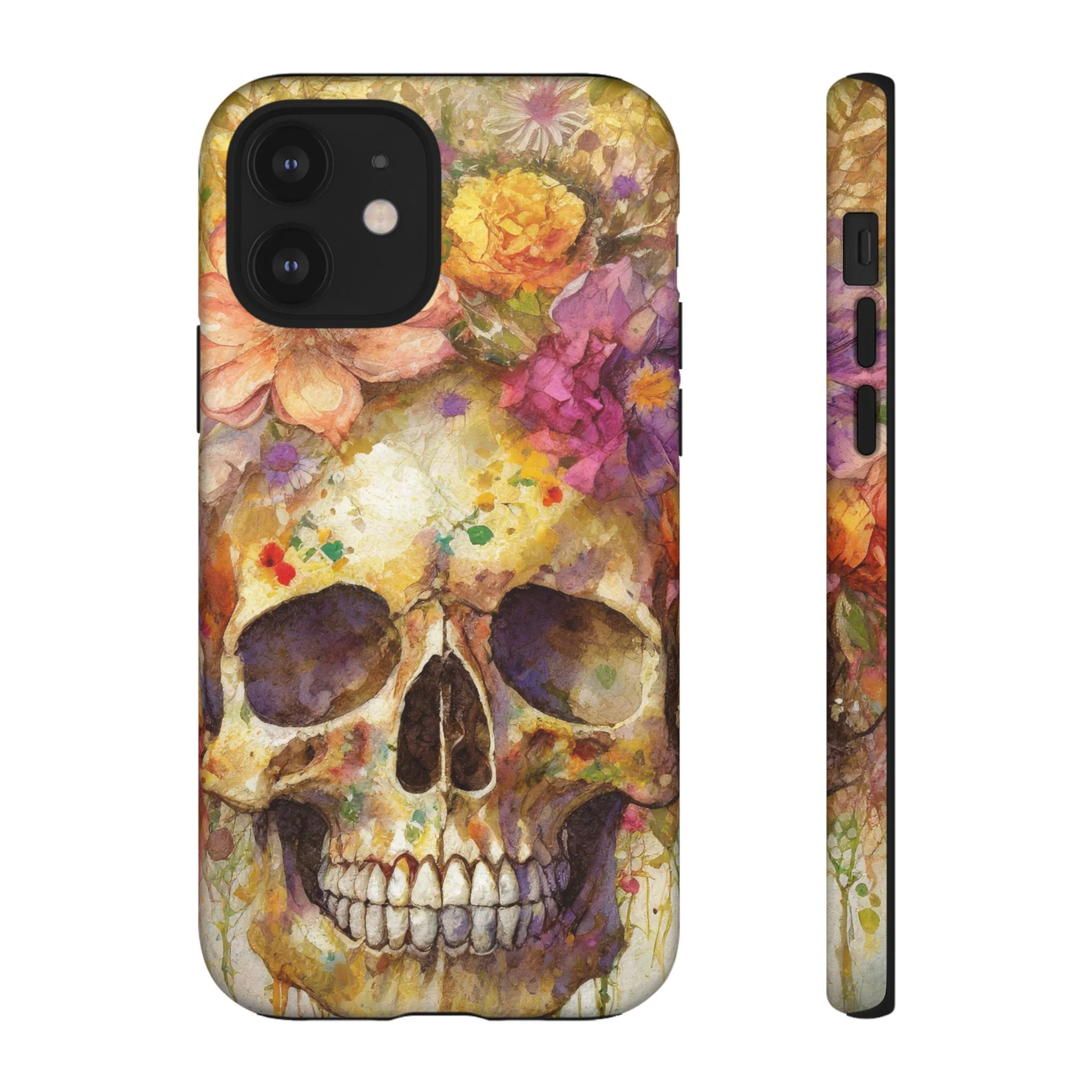 Unique Floral Skull Tough Phone Case - Image 14