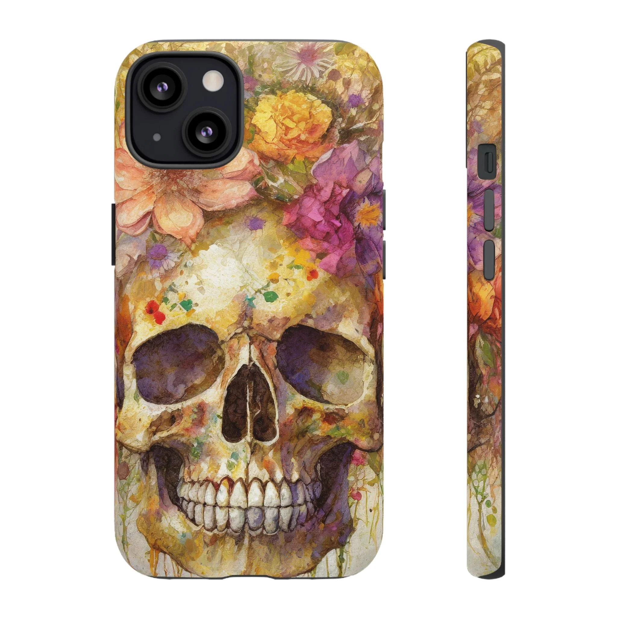 Unique Floral Skull Tough Phone Case - Image 16