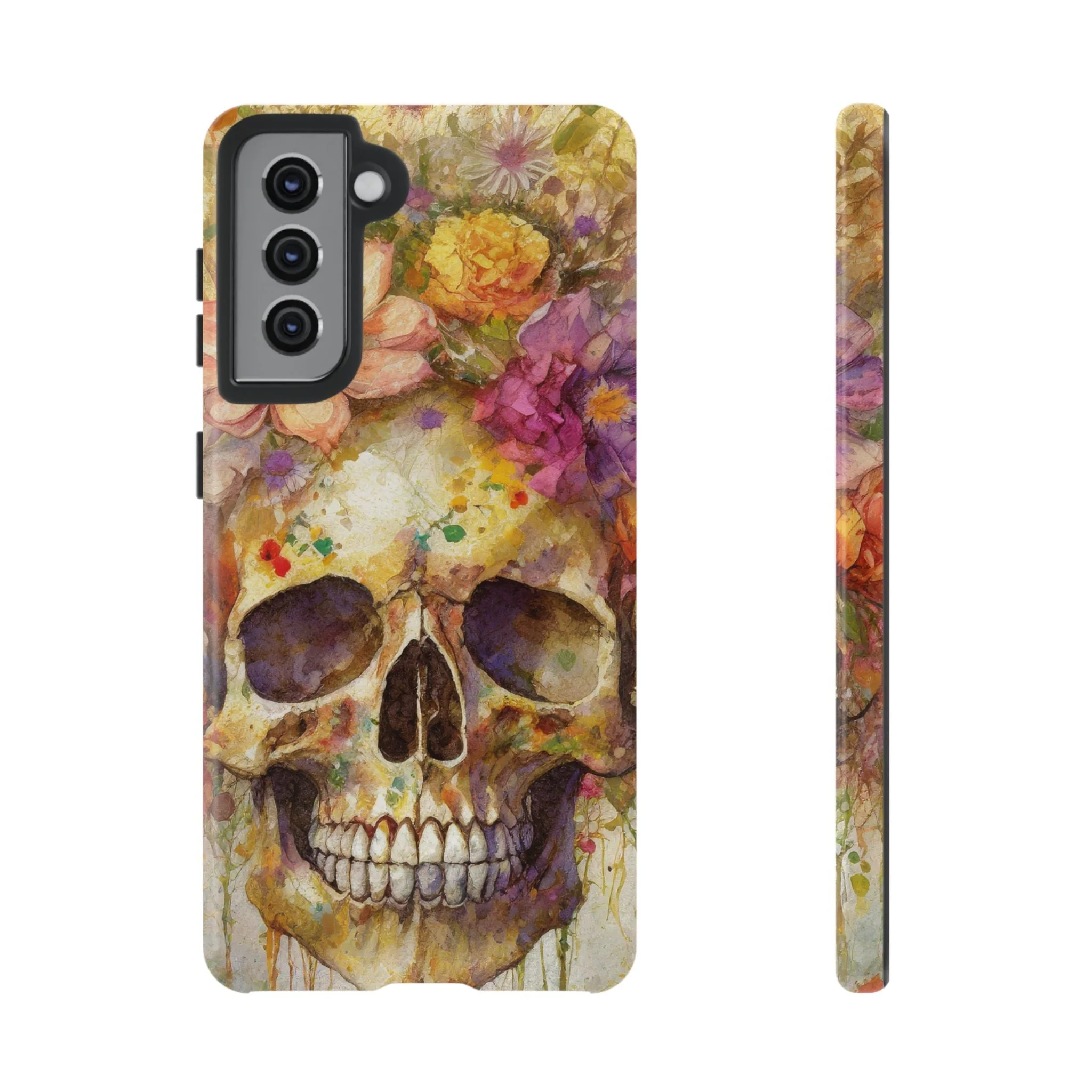 Unique Floral Skull Tough Phone Case - Image 17