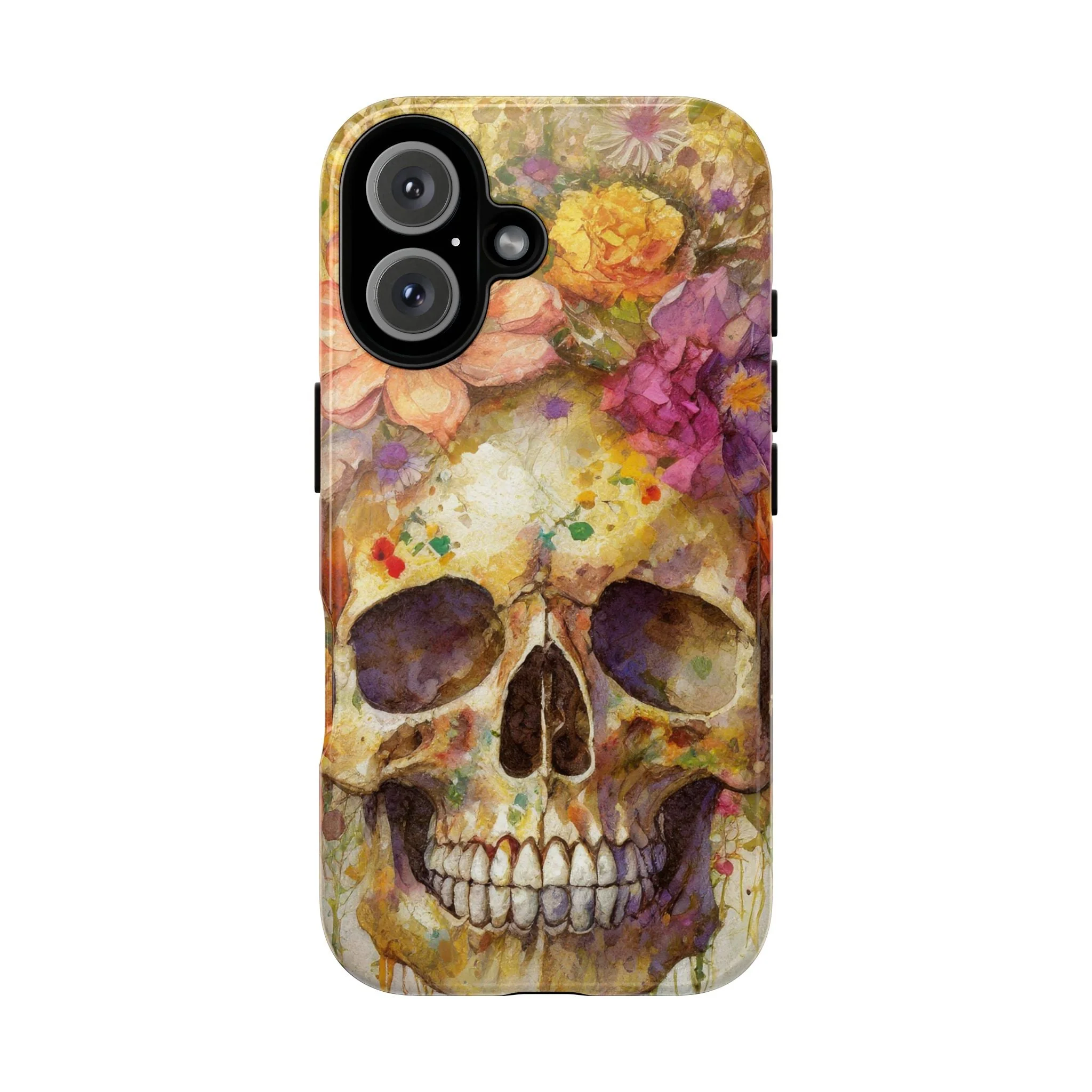 Unique Floral Skull Tough Phone Case - Image 2