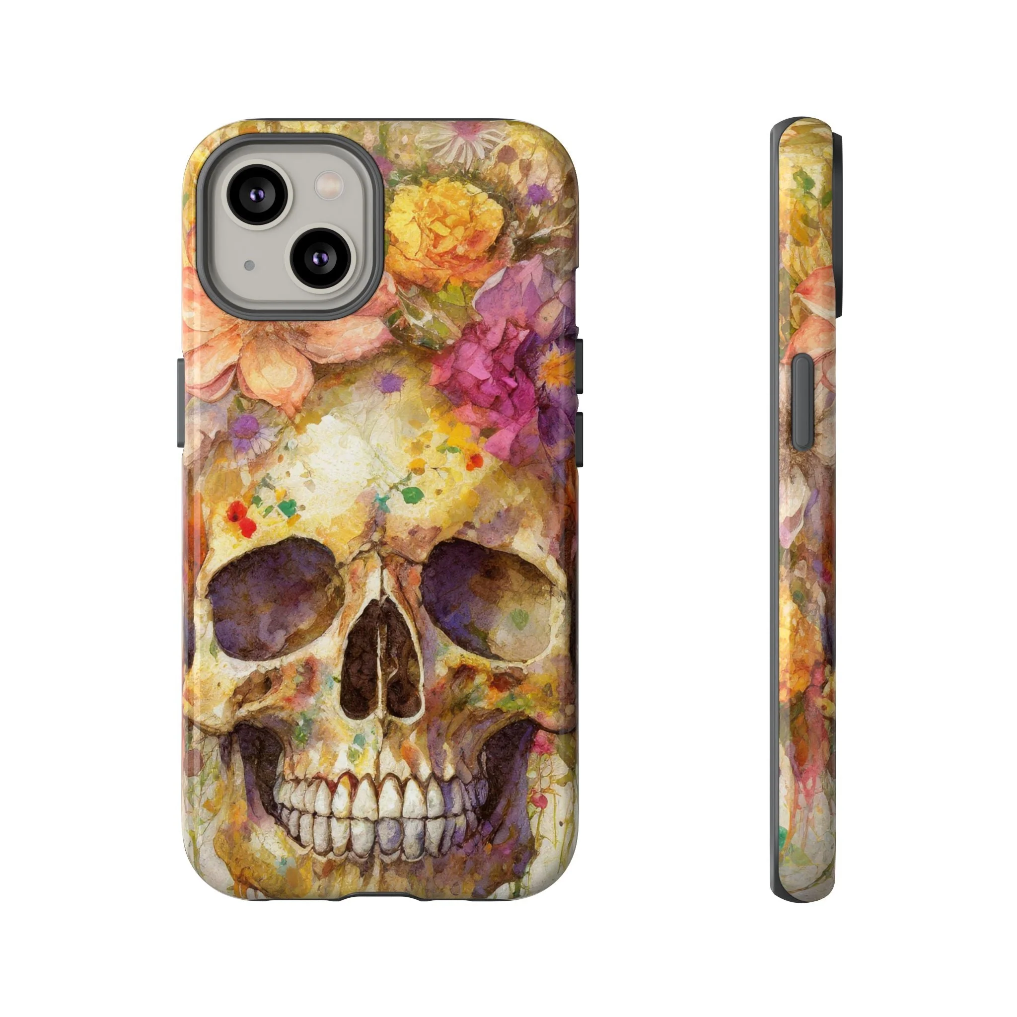 Unique Floral Skull Tough Phone Case - Image 25