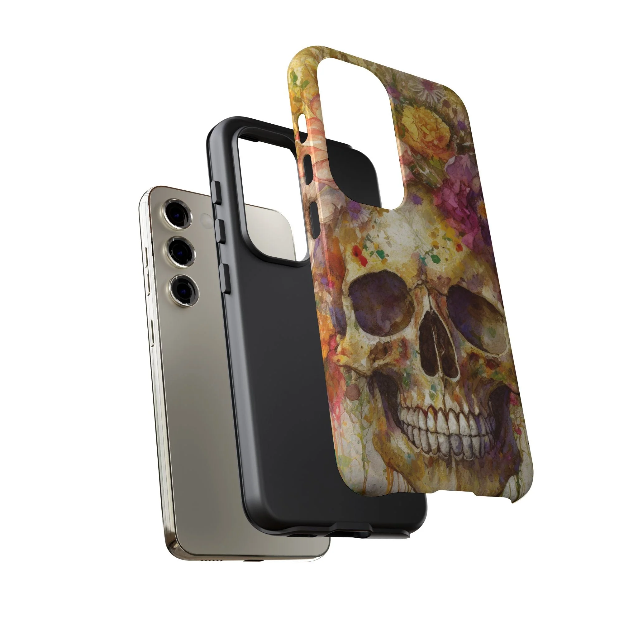 Unique Floral Skull Tough Phone Case - Image 78