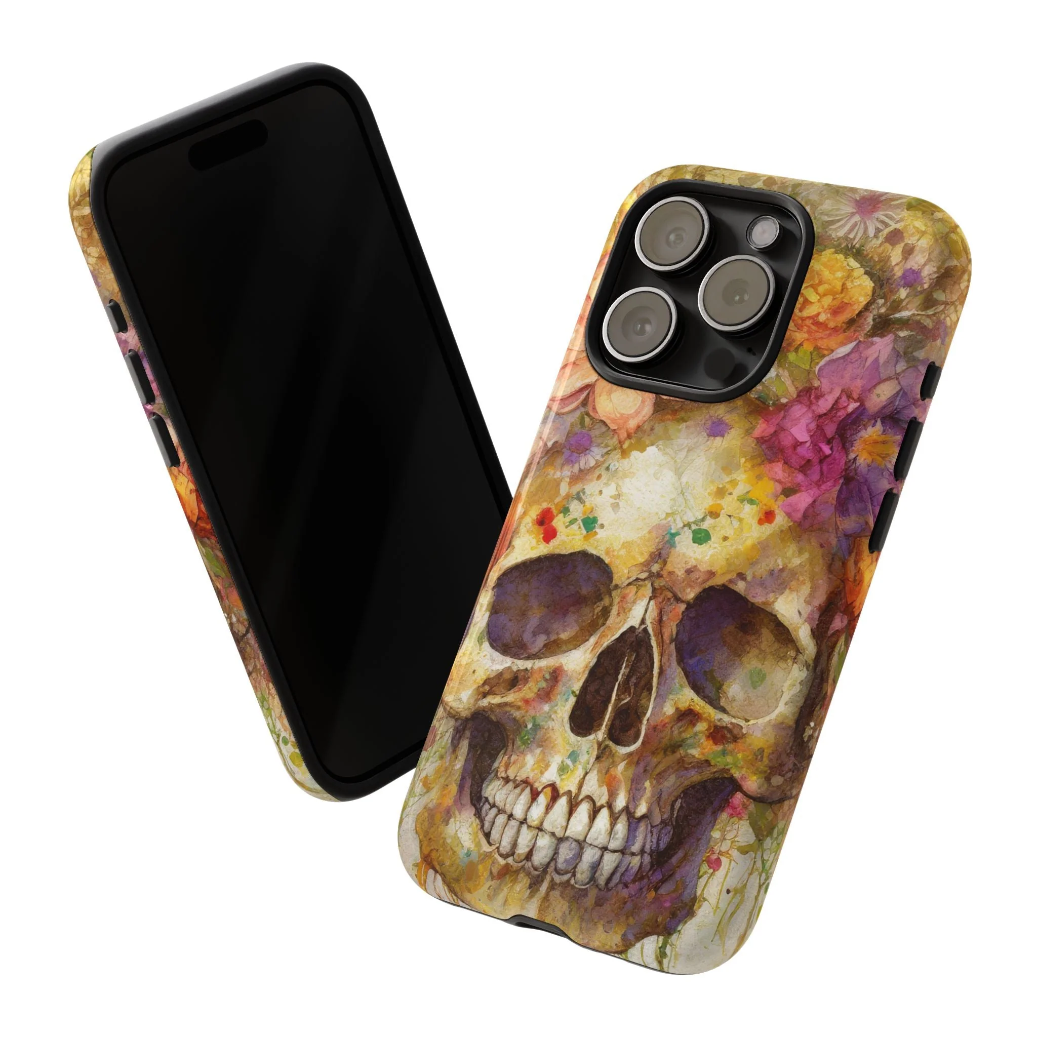 Unique Floral Skull Tough Phone Case - Image 93