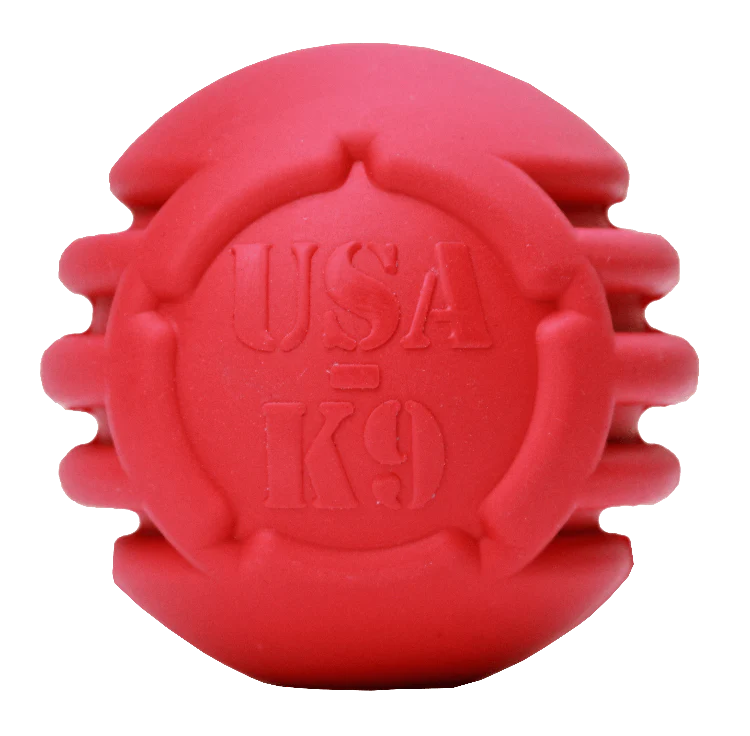 USA-K9 Stars and Stripes Rubber Dog Toy | K9 Handler Reward Toy | Red | USA Made