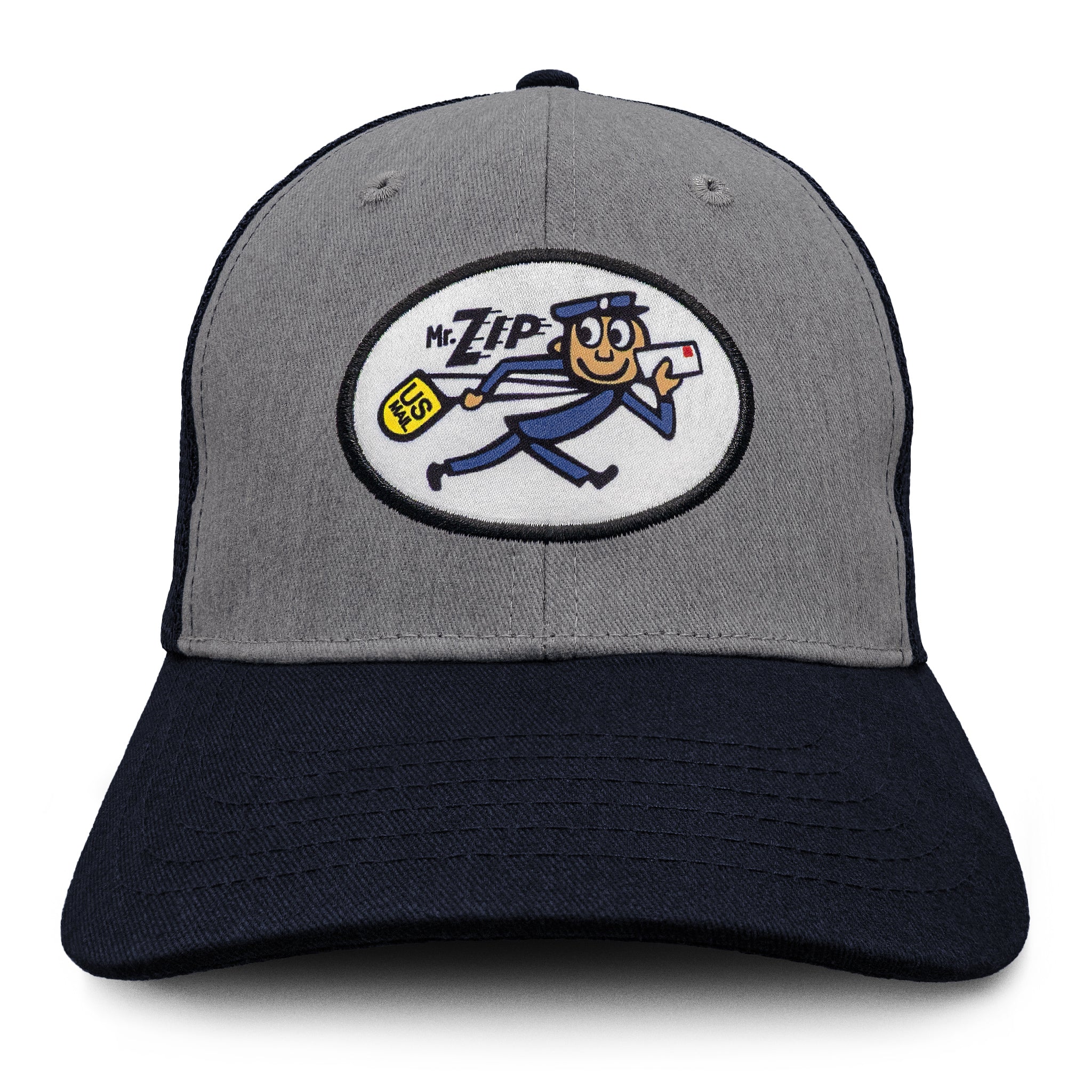 USPS Mr Zip Mesh Back Hat - Gray and Navy Blue - Image 2