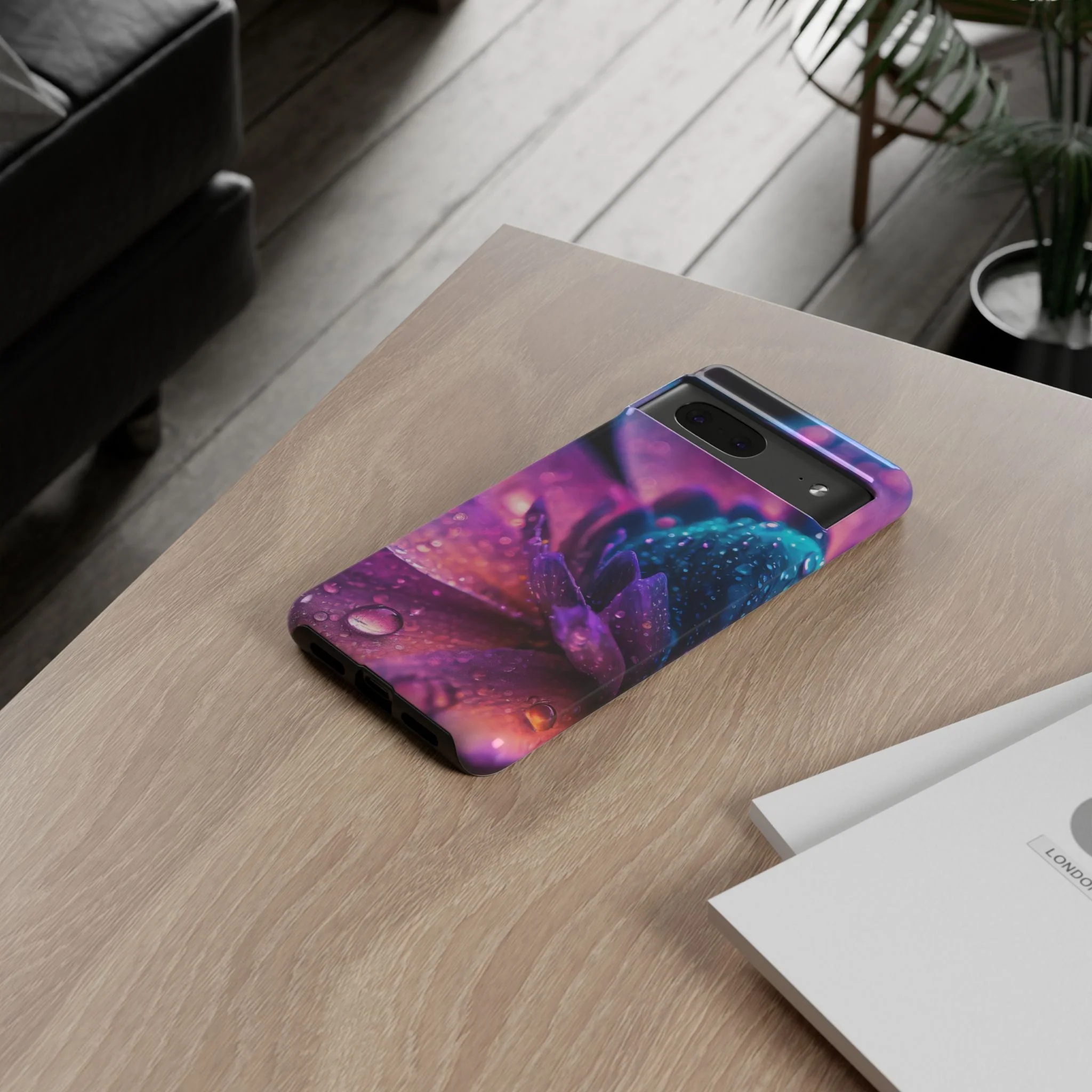 Vibrant Blue And Purple Flower Tough Phone Case - Image 77