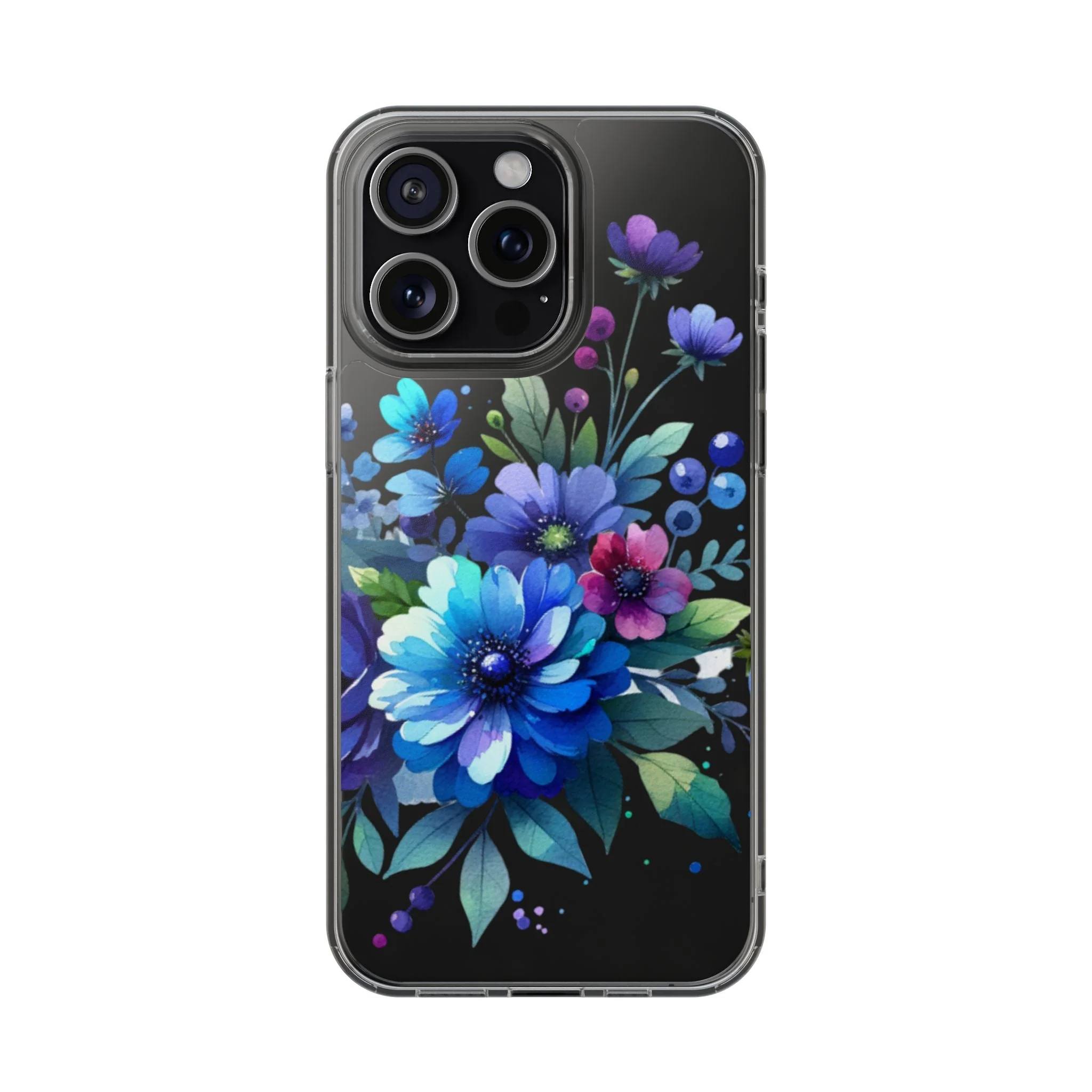 Vibrant Blue Floral Clear Phone Case - Image 17