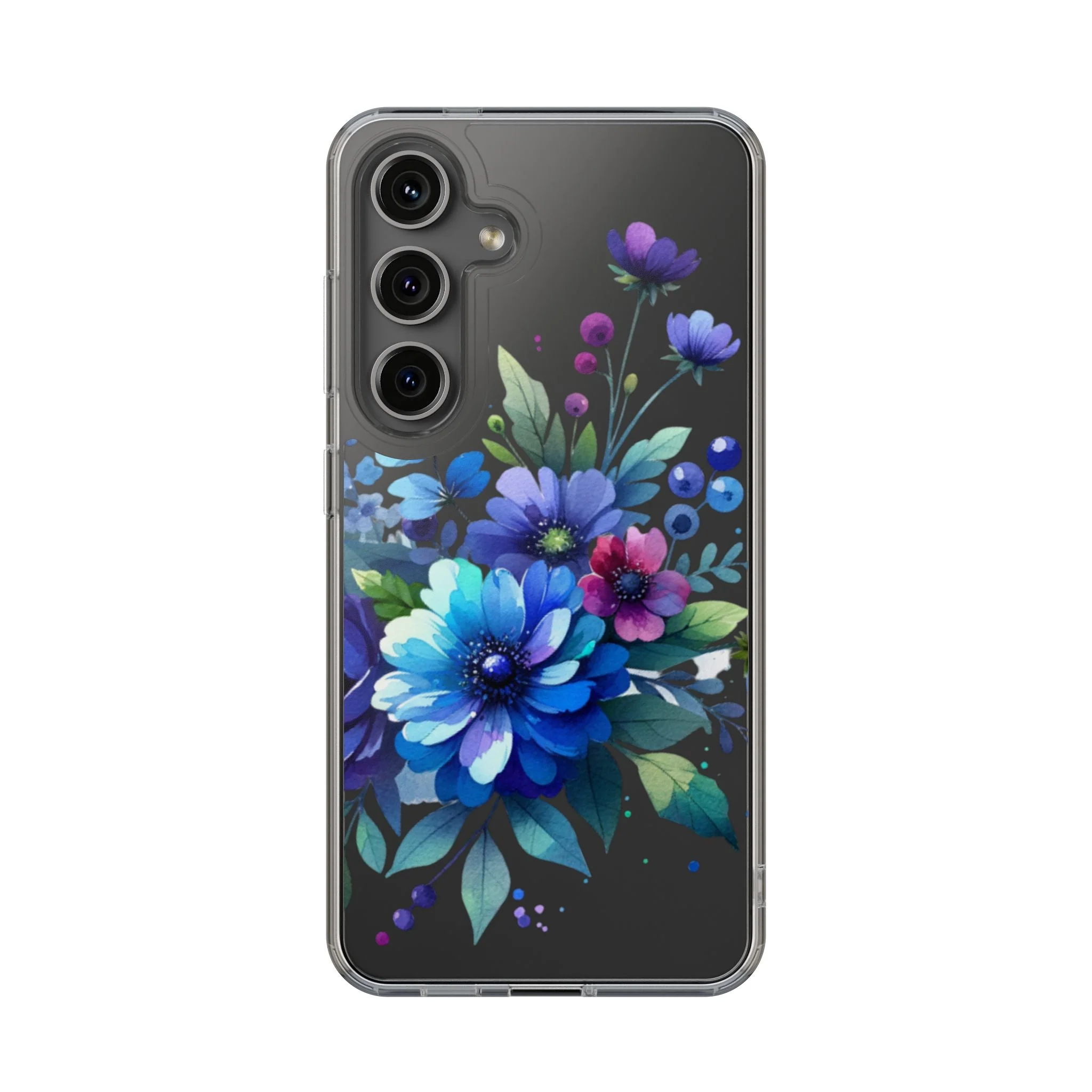 Vibrant Blue Floral Clear Phone Case - Image 18