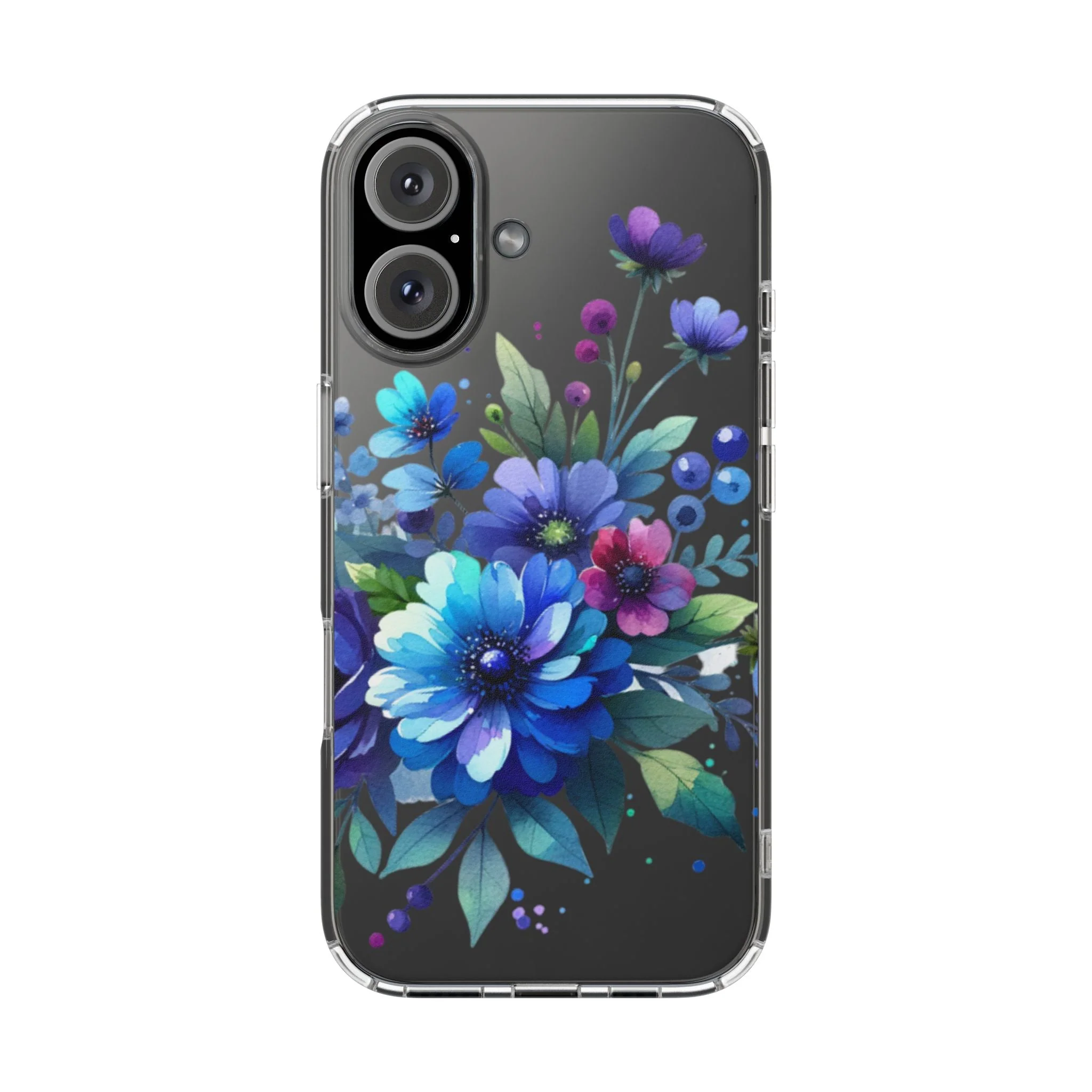 Vibrant Blue Floral Clear Phone Case - Image 21