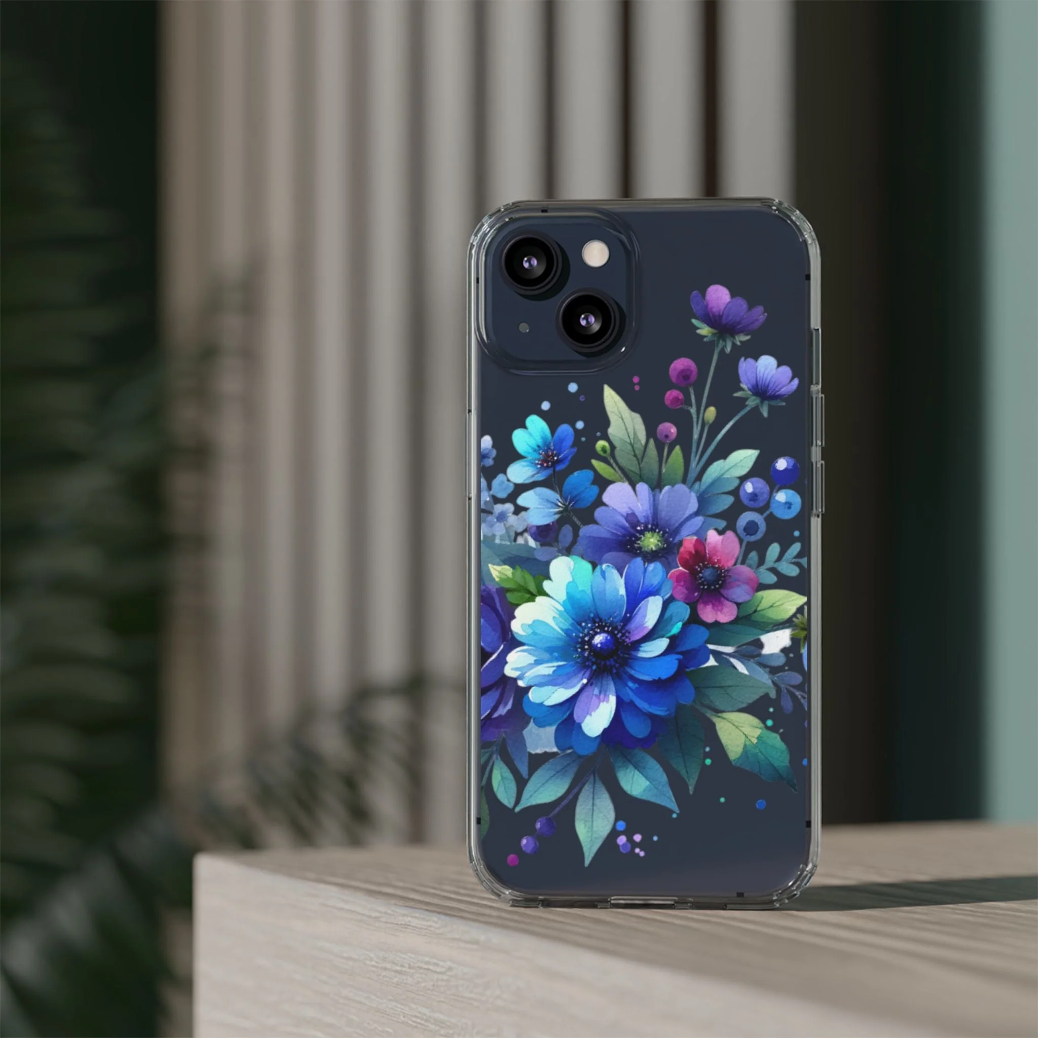 Vibrant Blue Floral Clear Phone Case - Image 29