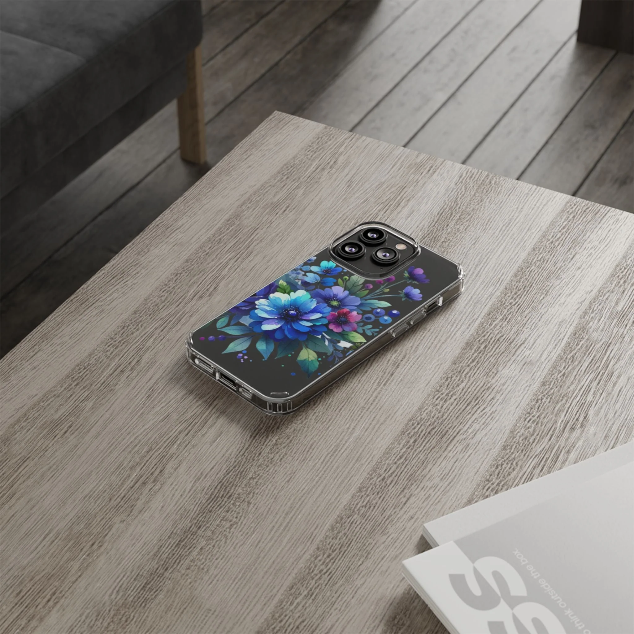 Vibrant Blue Floral Clear Phone Case - Image 30