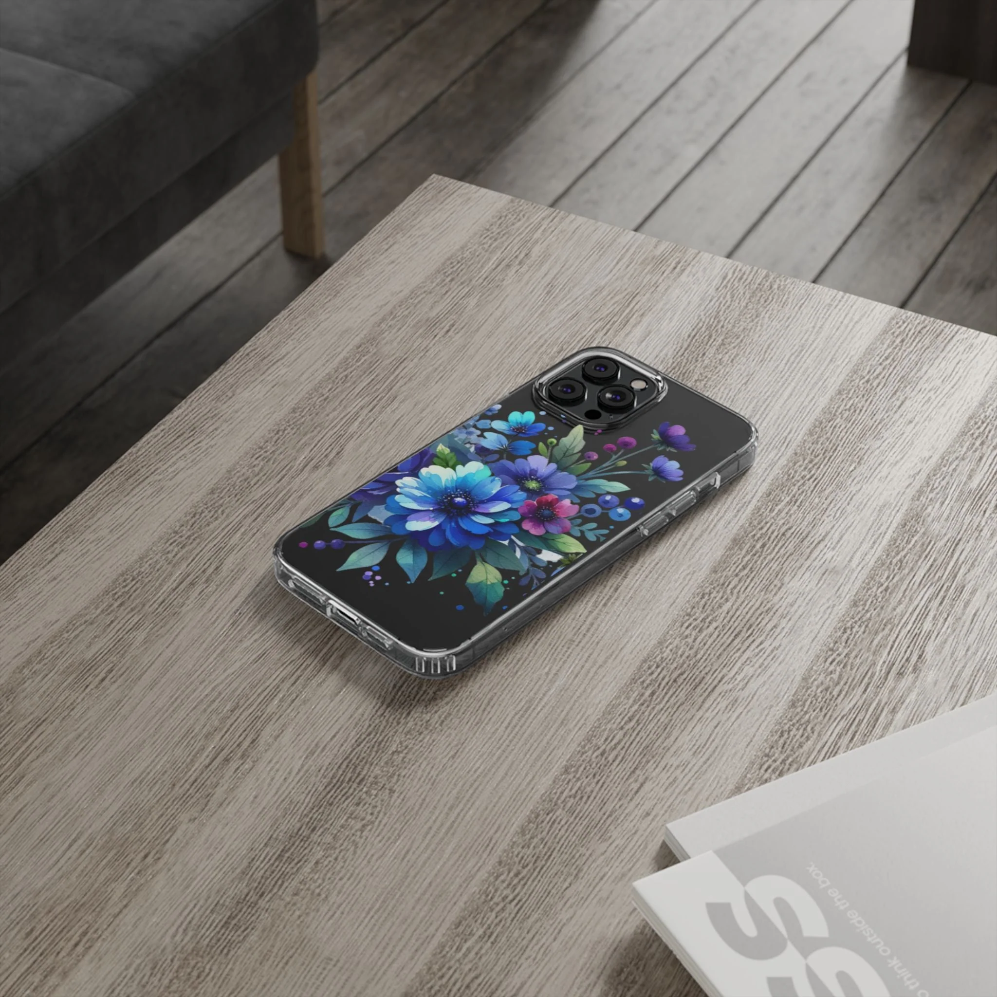 Vibrant Blue Floral Clear Phone Case - Image 38