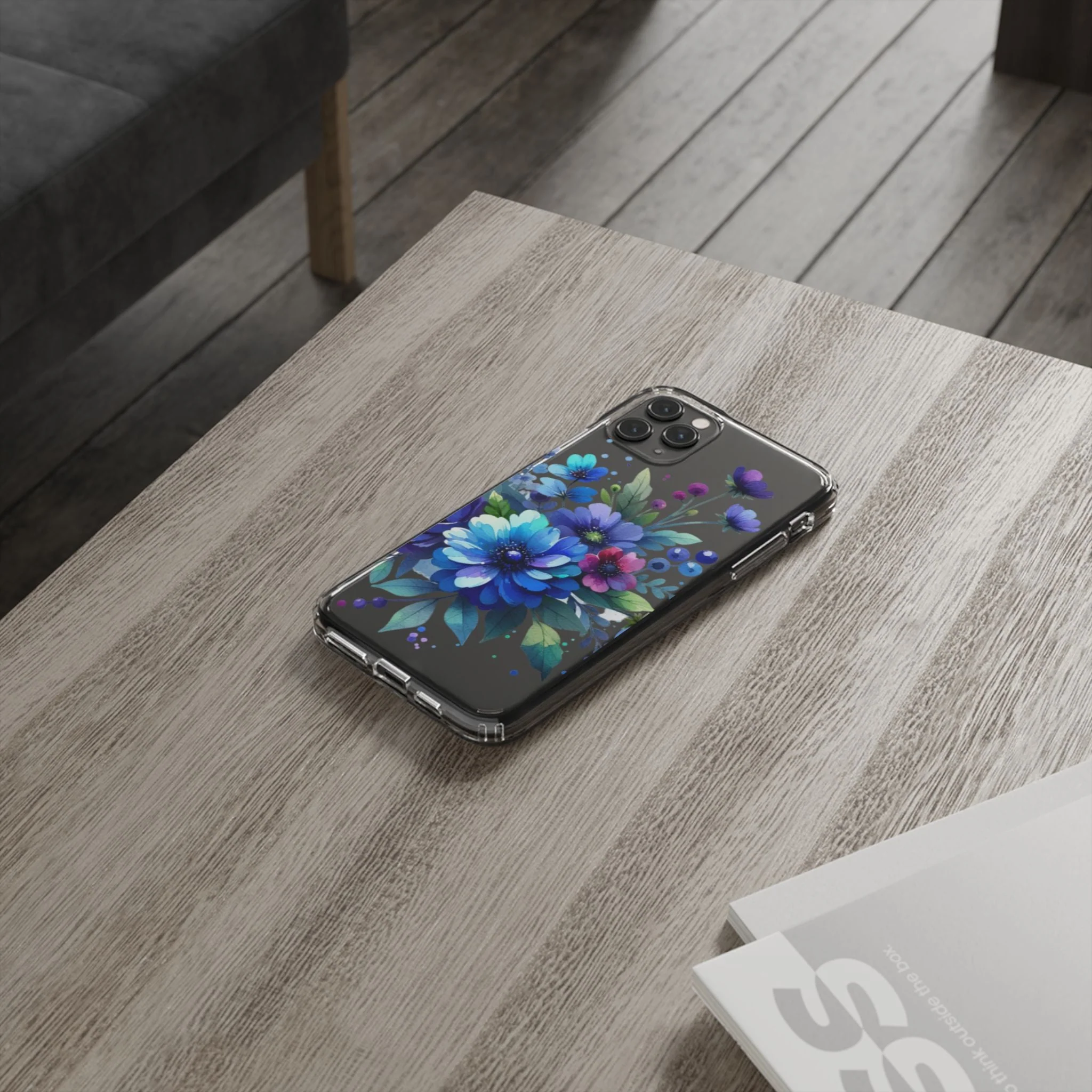 Vibrant Blue Floral Clear Phone Case - Image 44