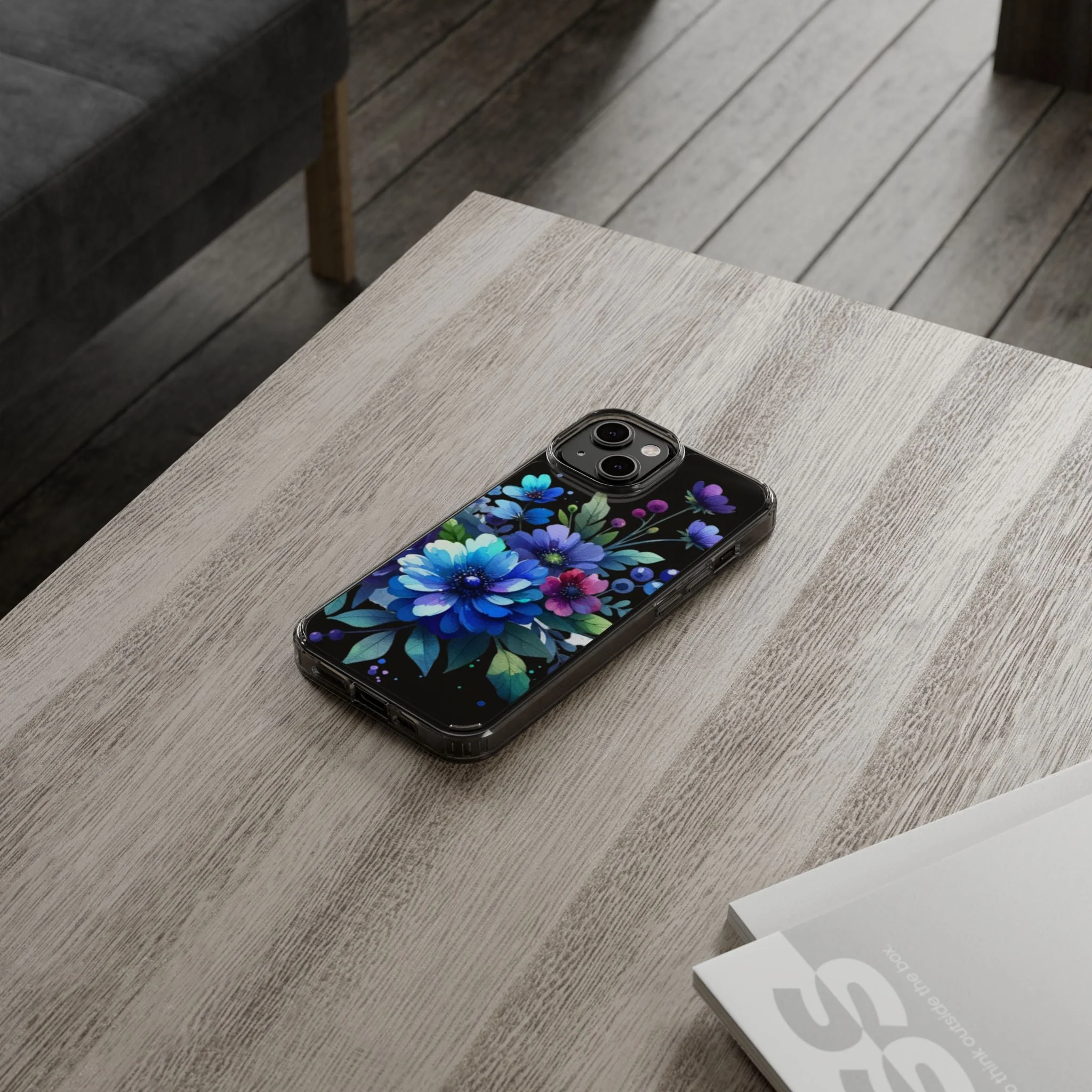 Vibrant Blue Floral Clear Phone Case - Image 46