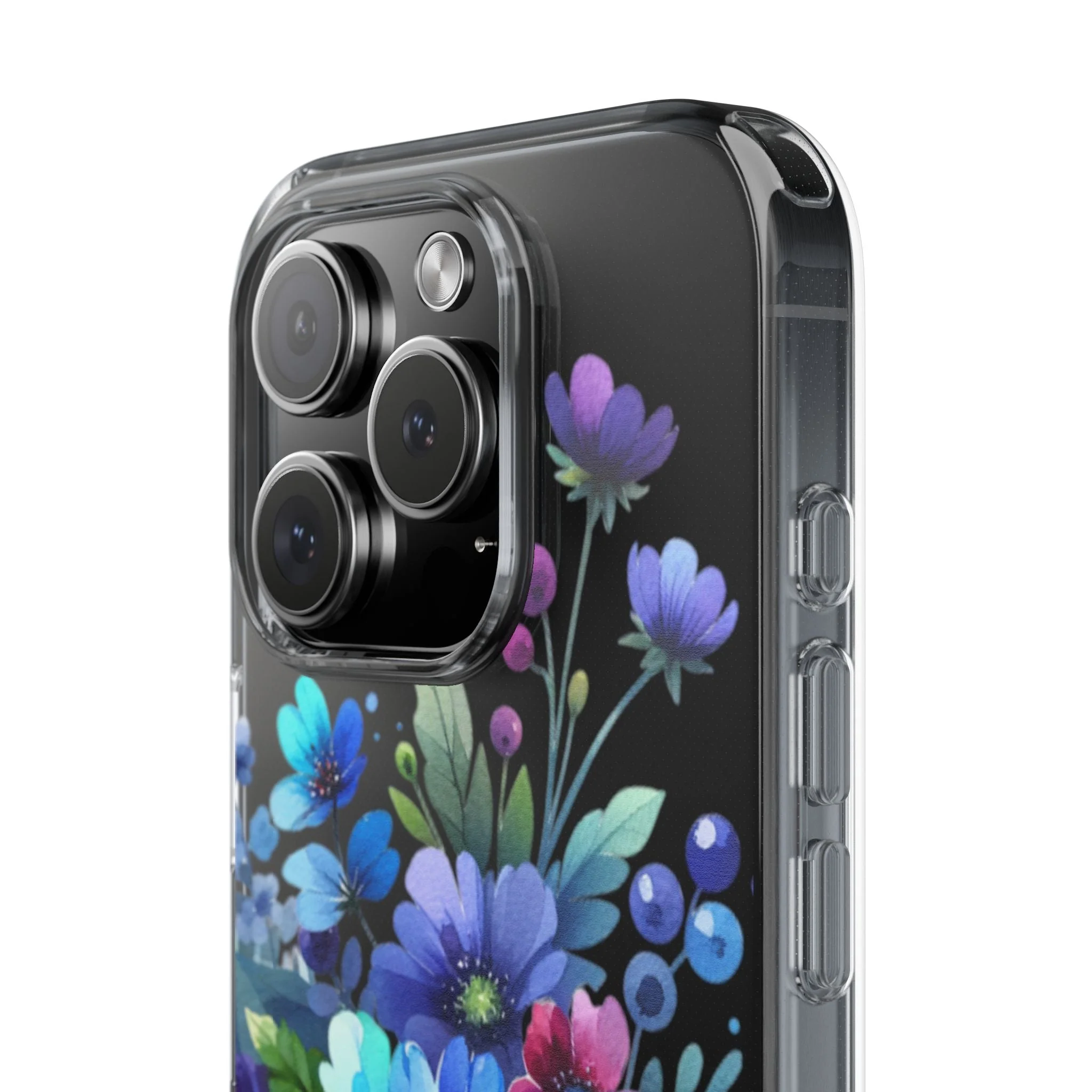 Vibrant Blue Floral Clear Phone Case - Image 81