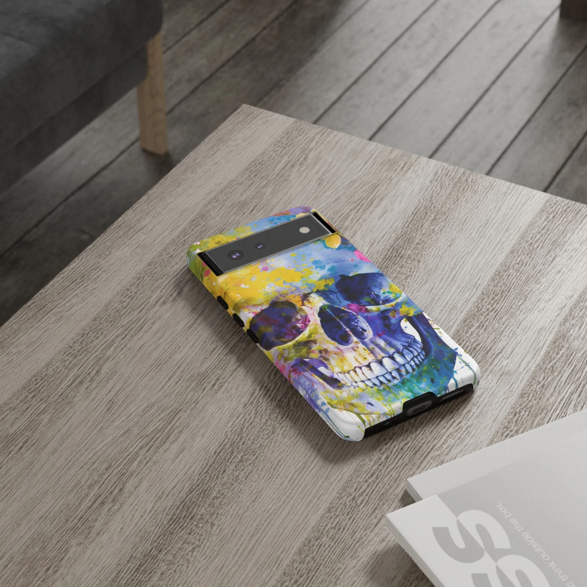 Vibrant Blue Floral Skull Tough Phone Case - Image 60