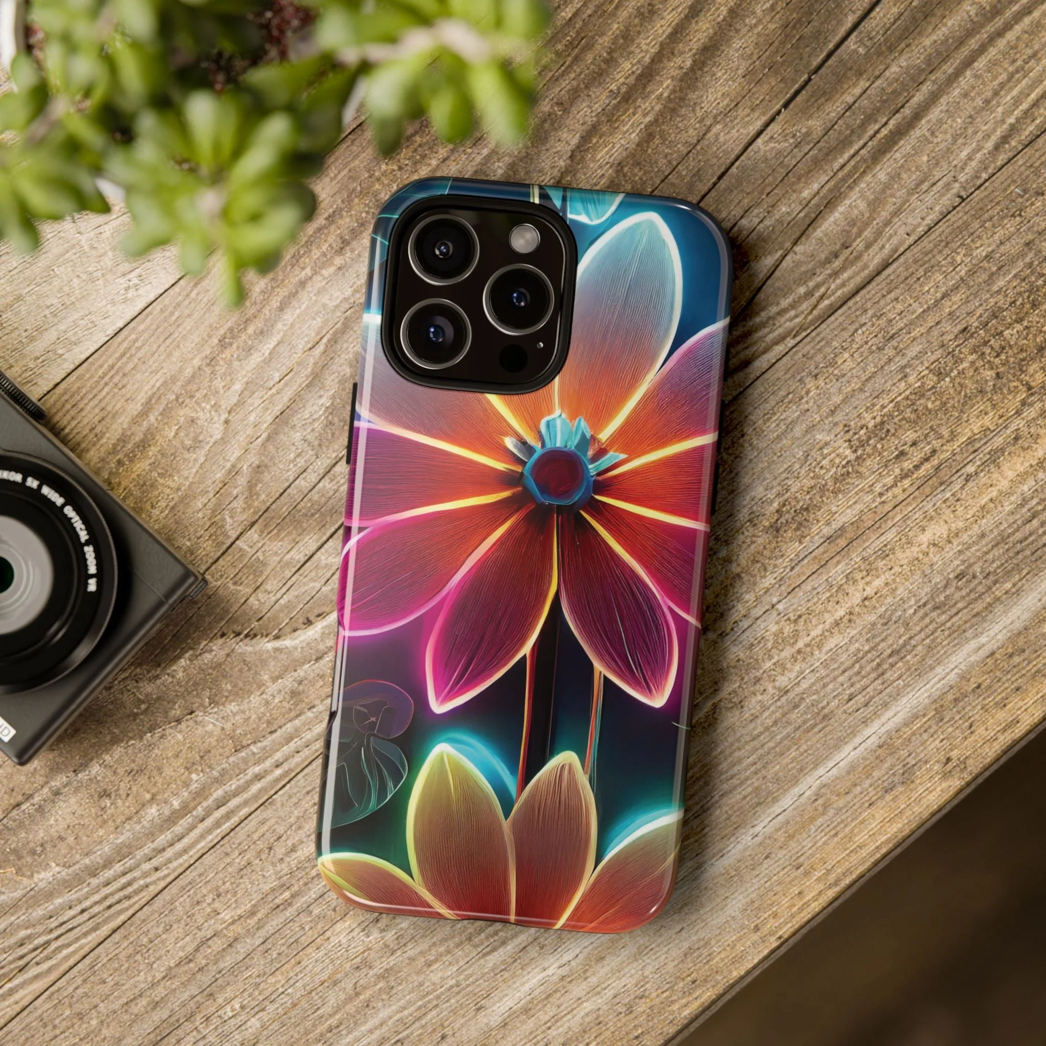 Vibrant Neon Flowers Tough Phone Case - Image 101