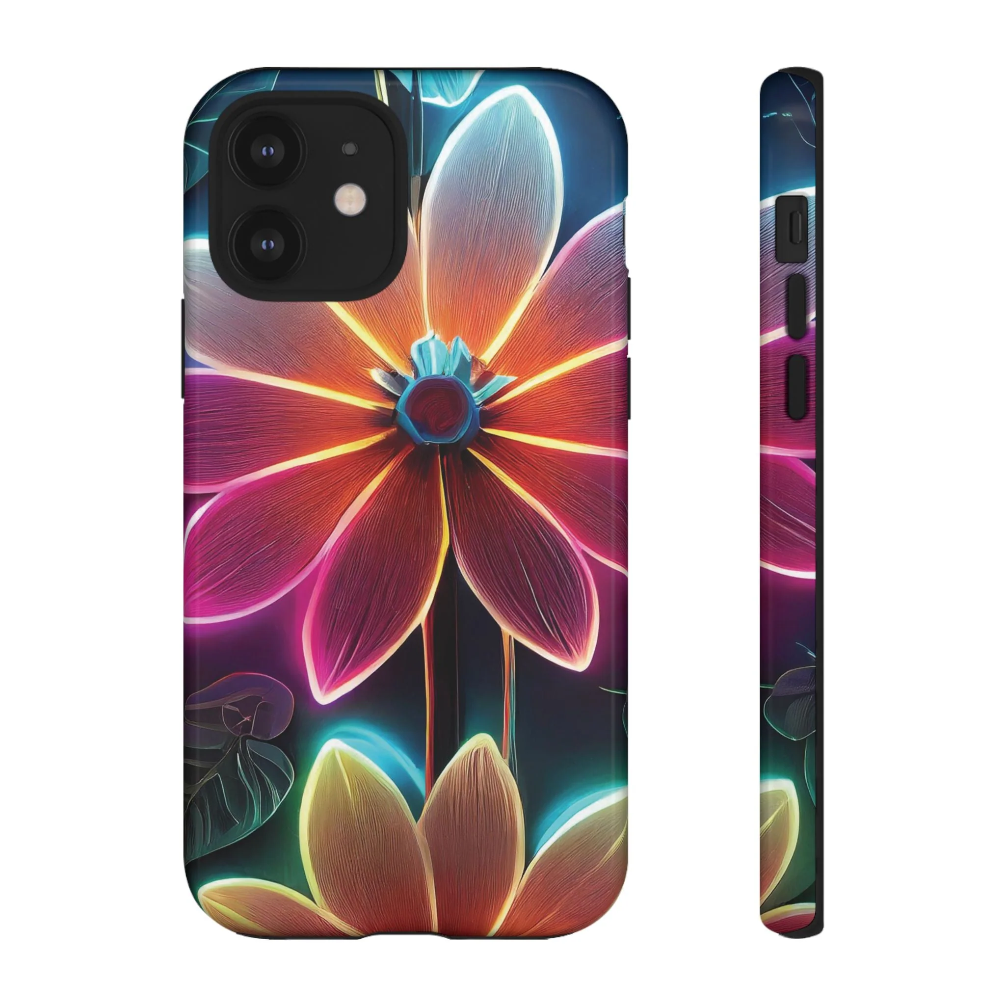 Vibrant Neon Flowers Tough Phone Case - Image 13