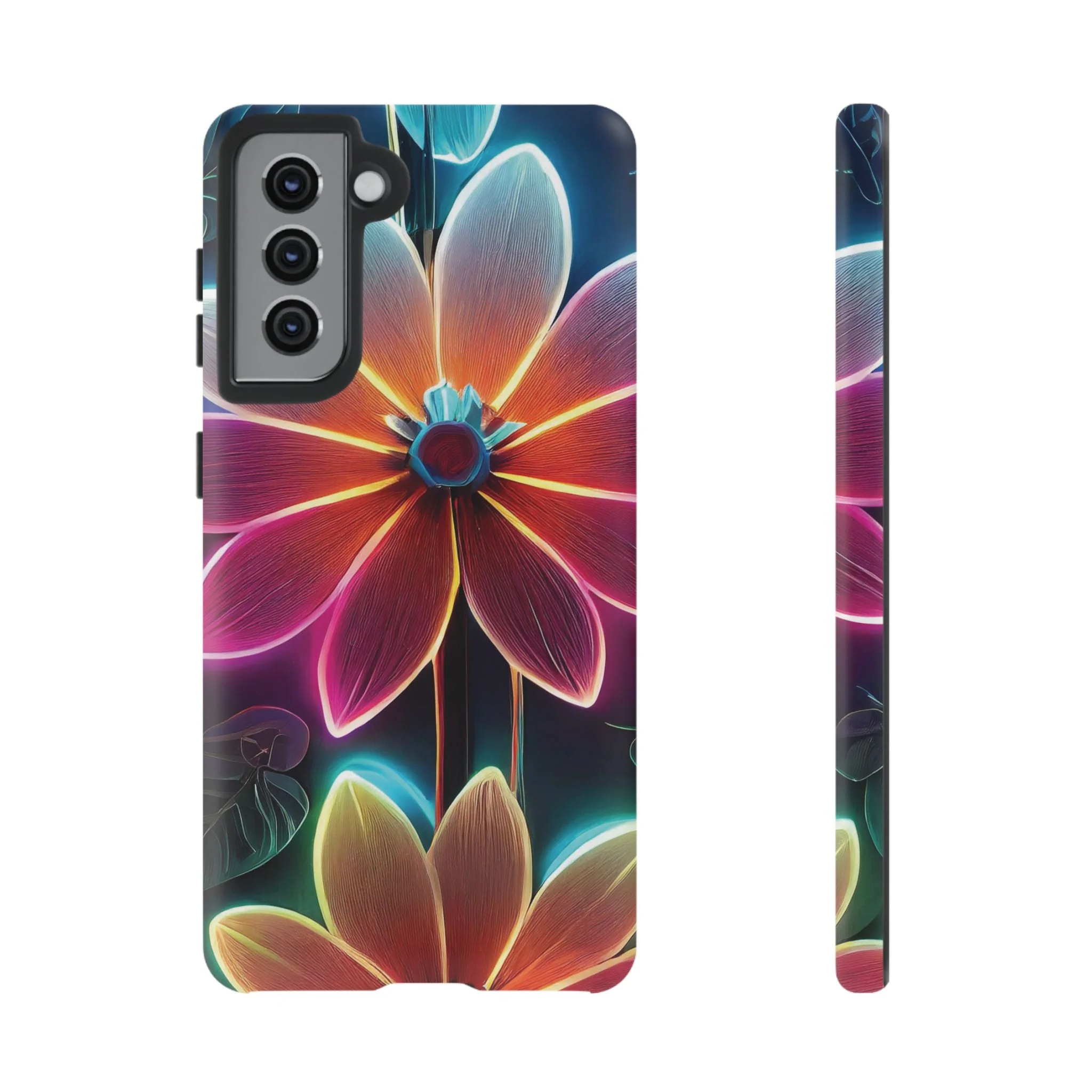 Vibrant Neon Flowers Tough Phone Case - Image 18