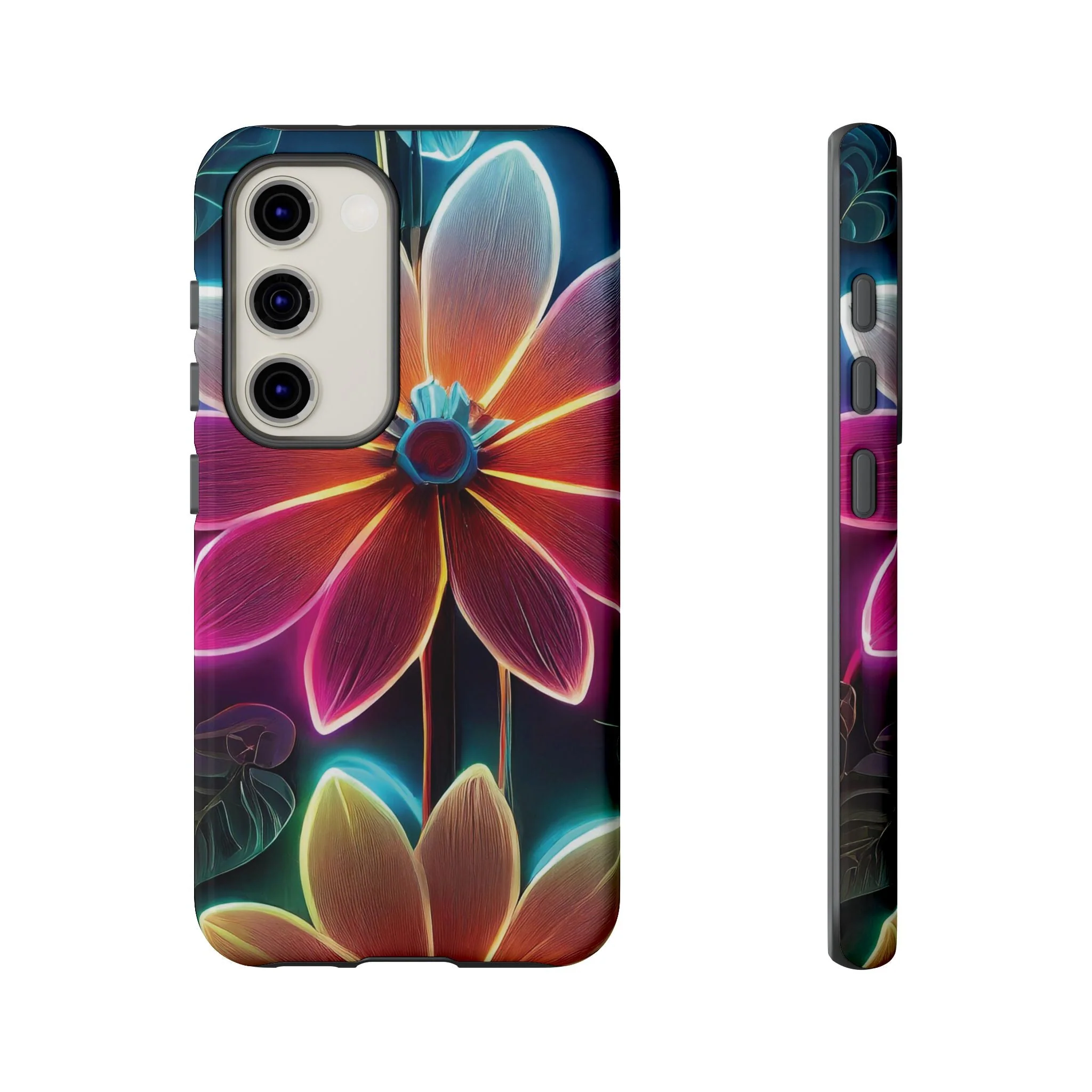 Vibrant Neon Flowers Tough Phone Case - Image 25