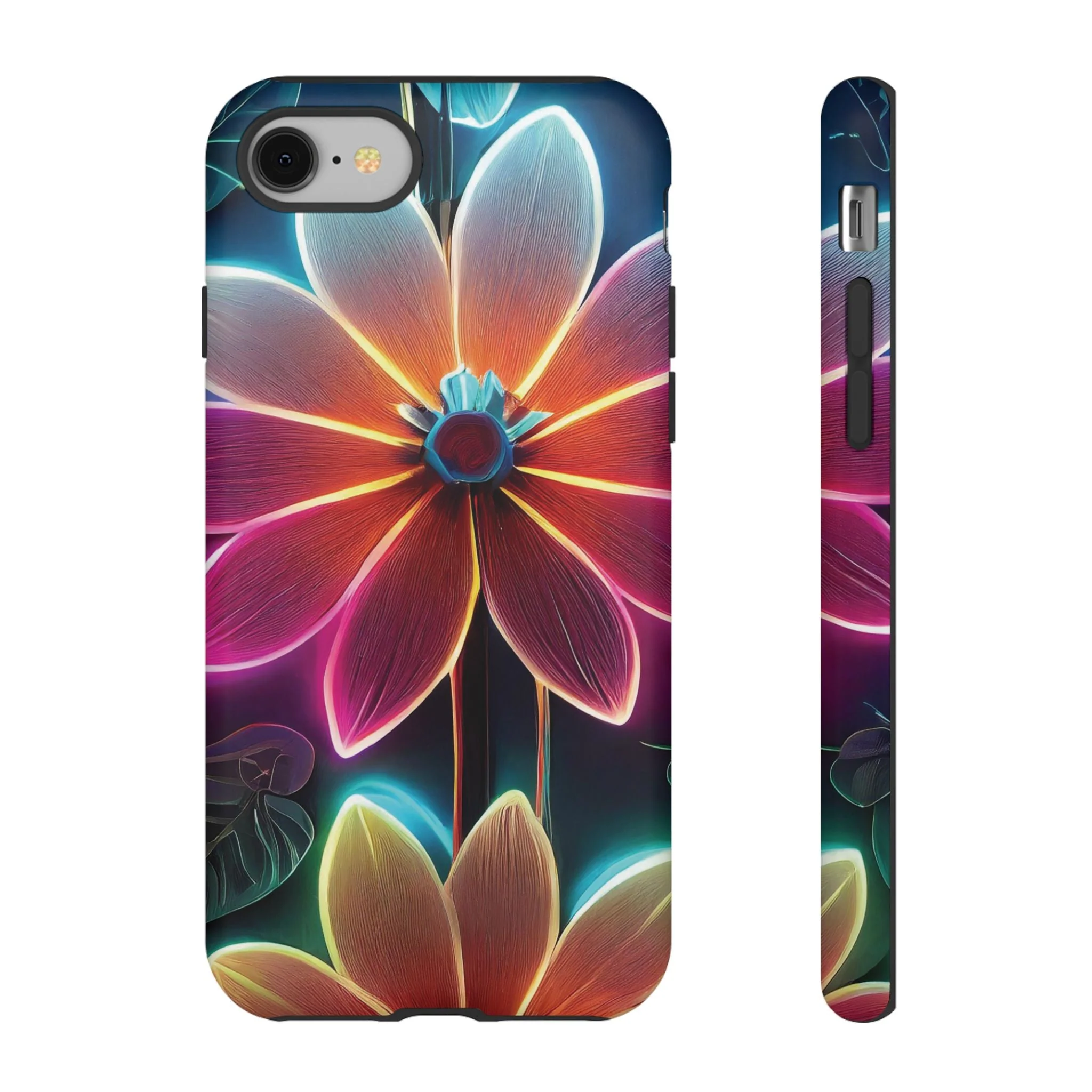 Vibrant Neon Flowers Tough Phone Case - Image 3