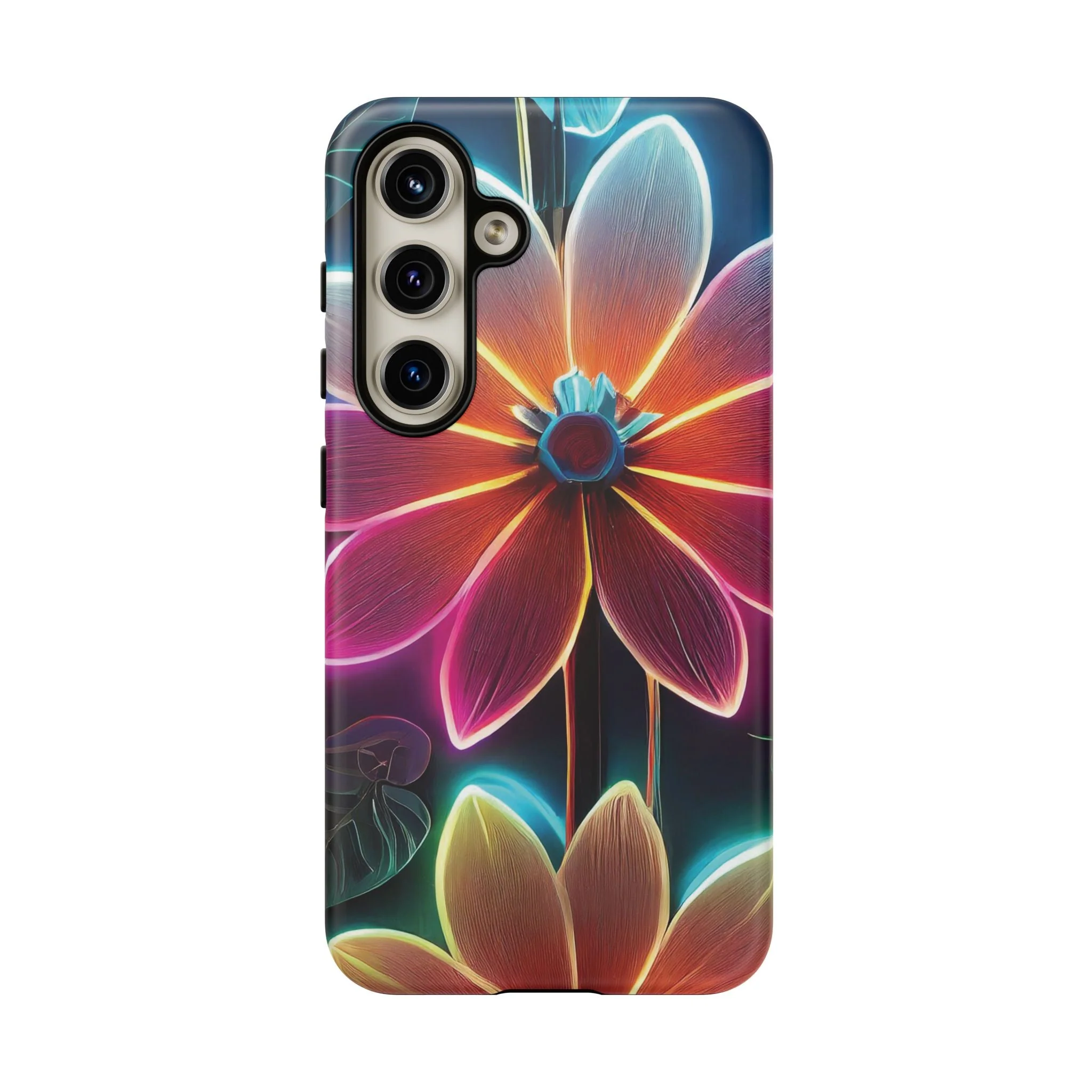Vibrant Neon Flowers Tough Phone Case - Image 32